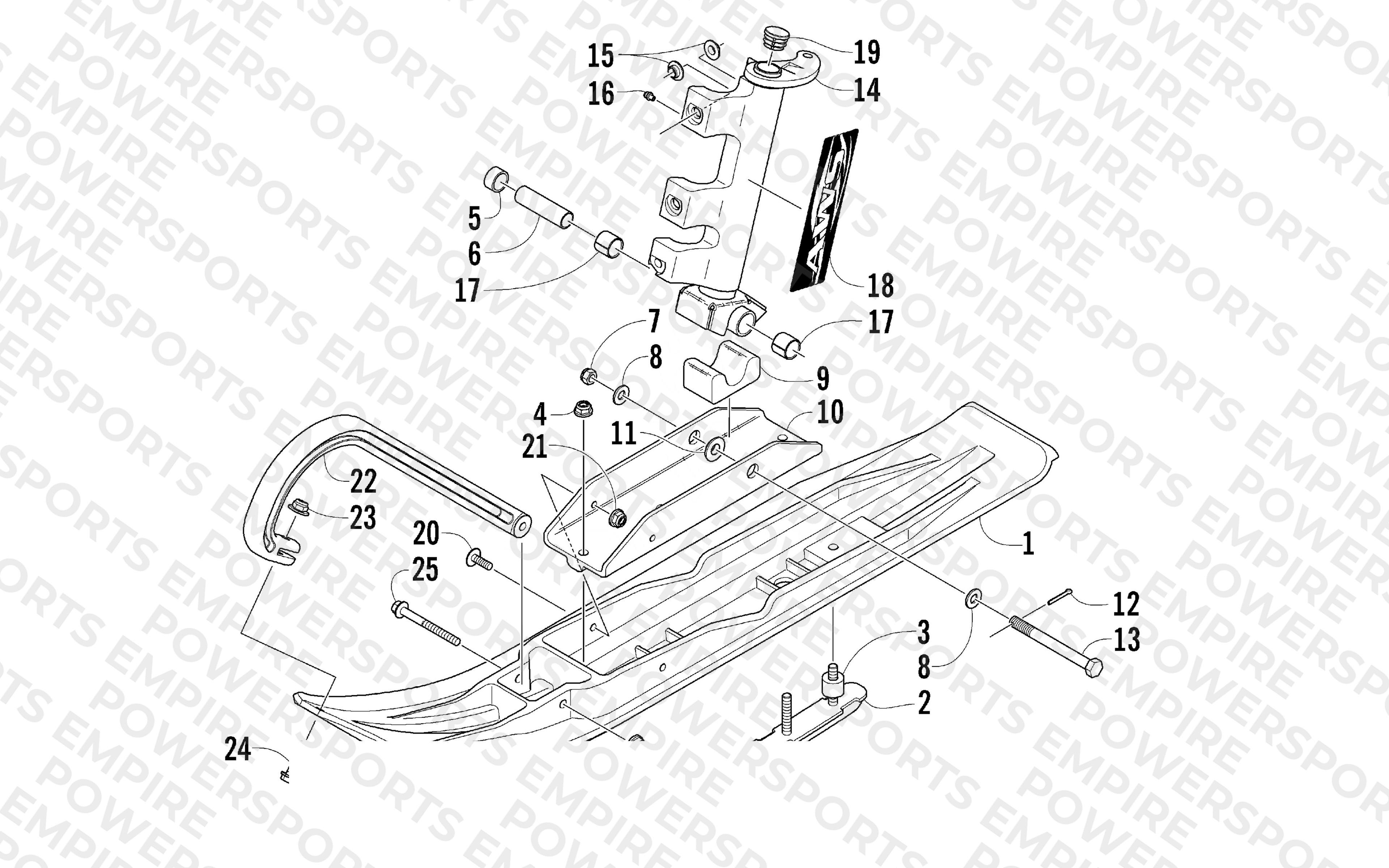 SKI AND SPINDLE ASSEMBLY