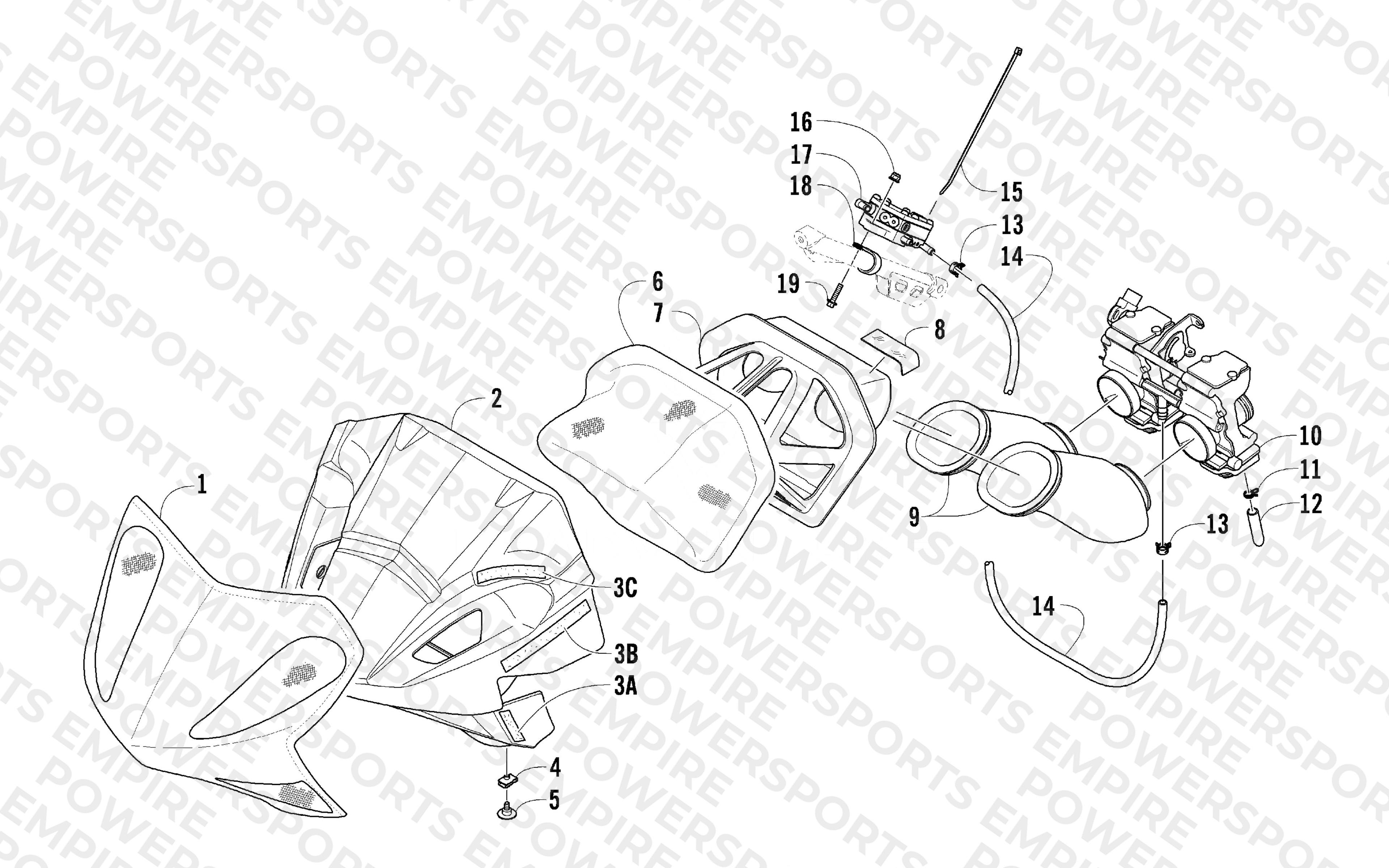 AIR SILENCER, CARBURETOR, AND FUEL PUMP ASSEMBLY