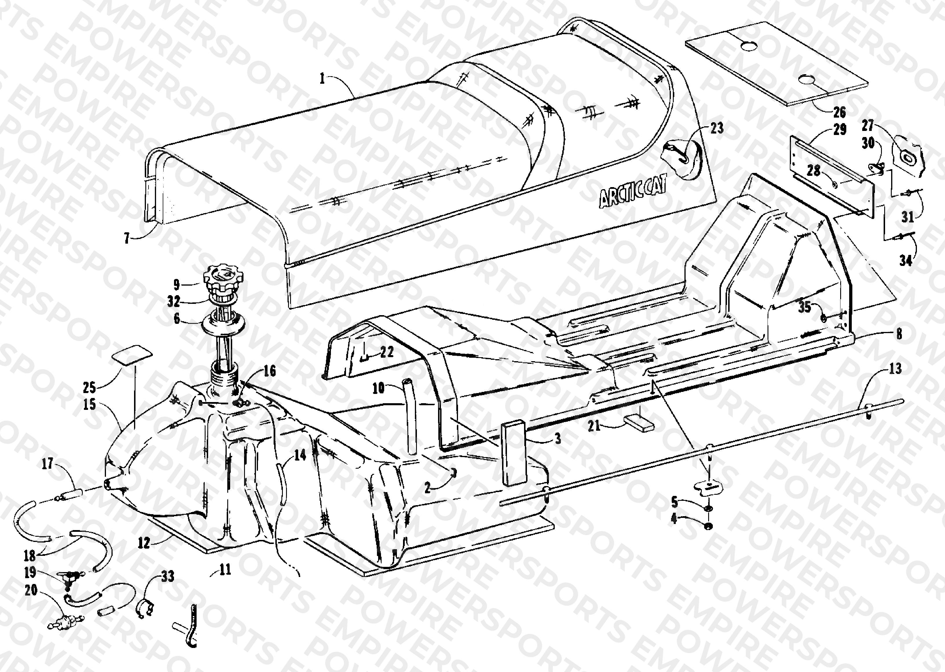 GAS TANK, SEAT AND TAILLIGHT ASSEMBLIES