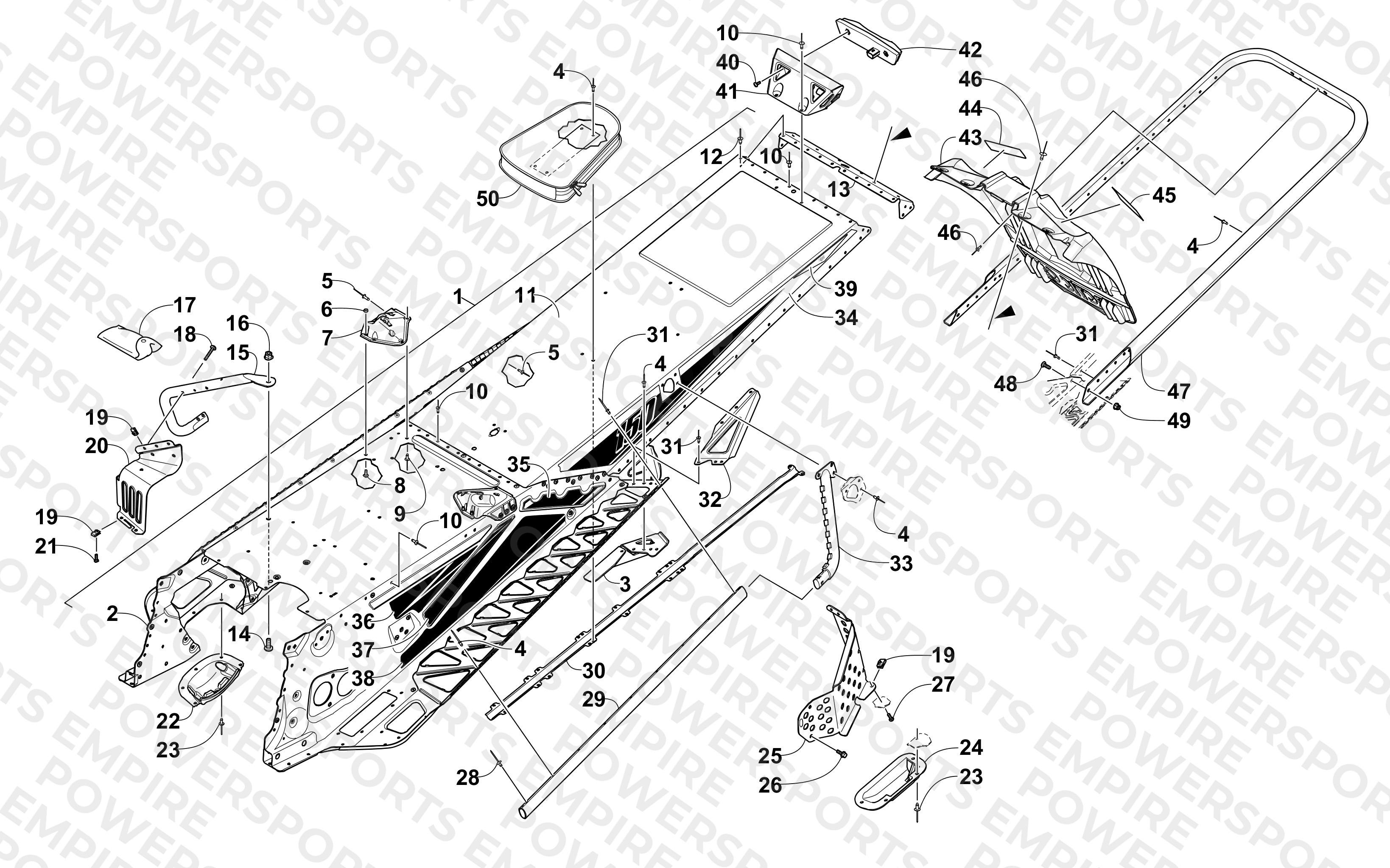 TUNNEL, REAR BUMPER, AND SNOWFLAP ASSEMBLY
