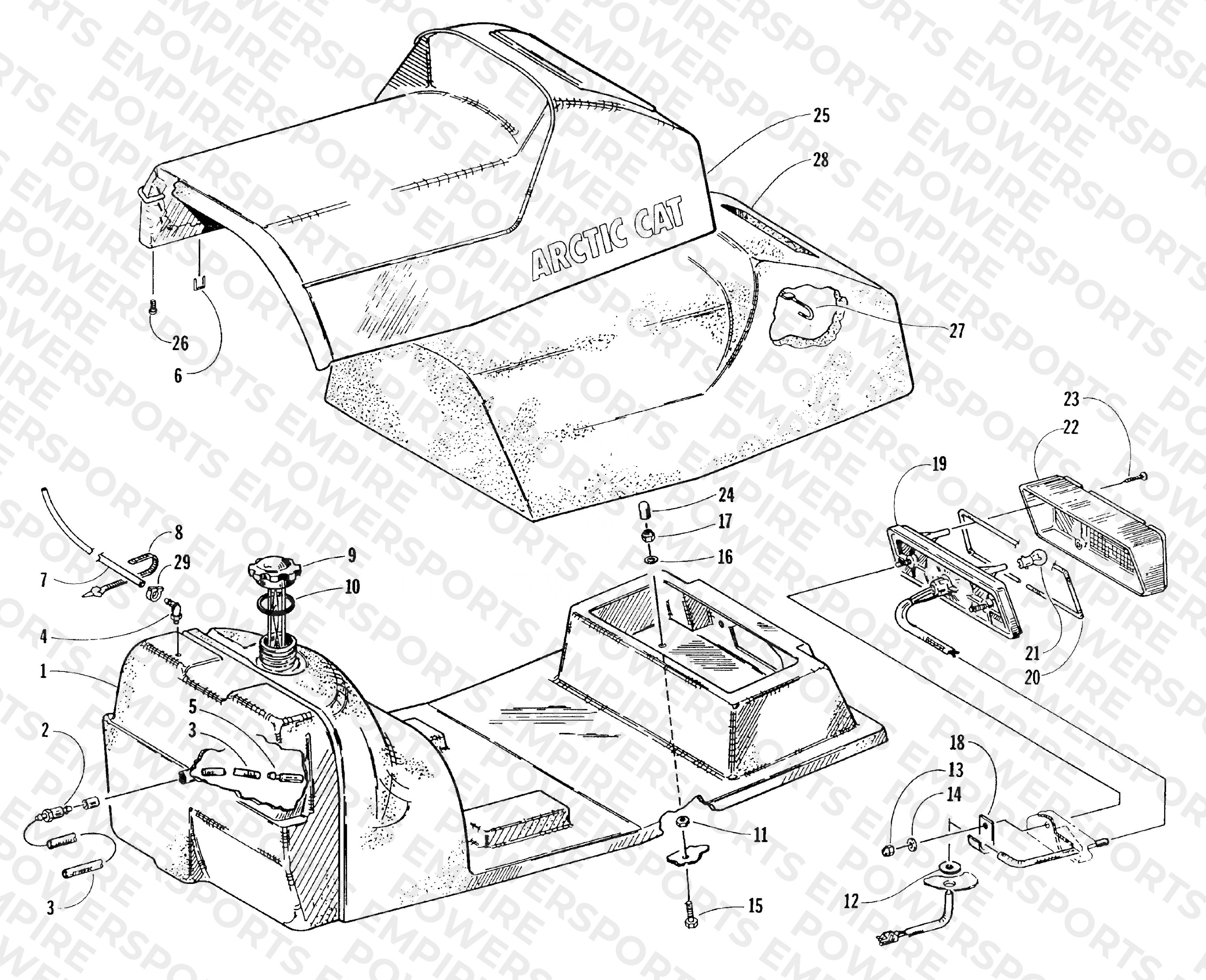 GAS TANK, SEAT, AND TAILLIGHT ASSEMBLY