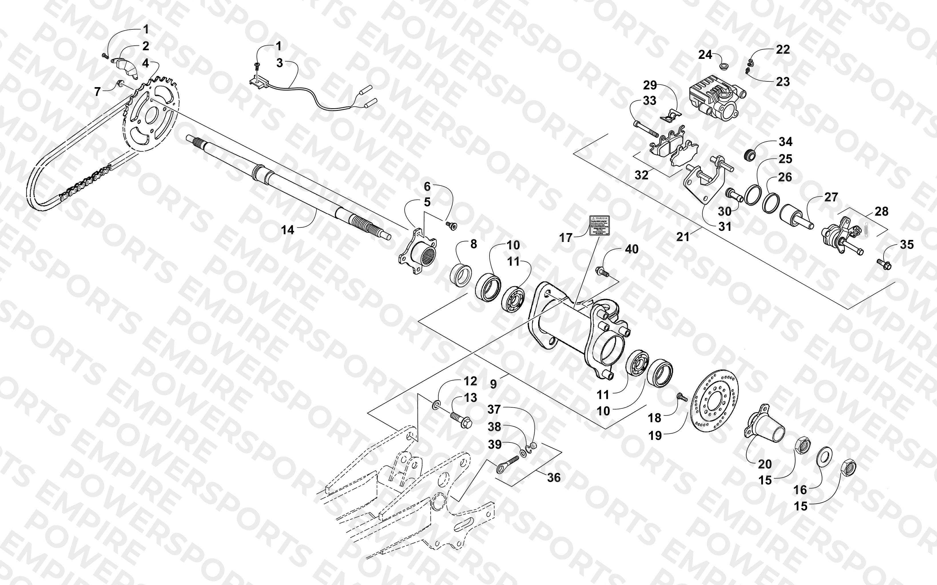 REAR AXLE AND BRAKE ASSEMBLY