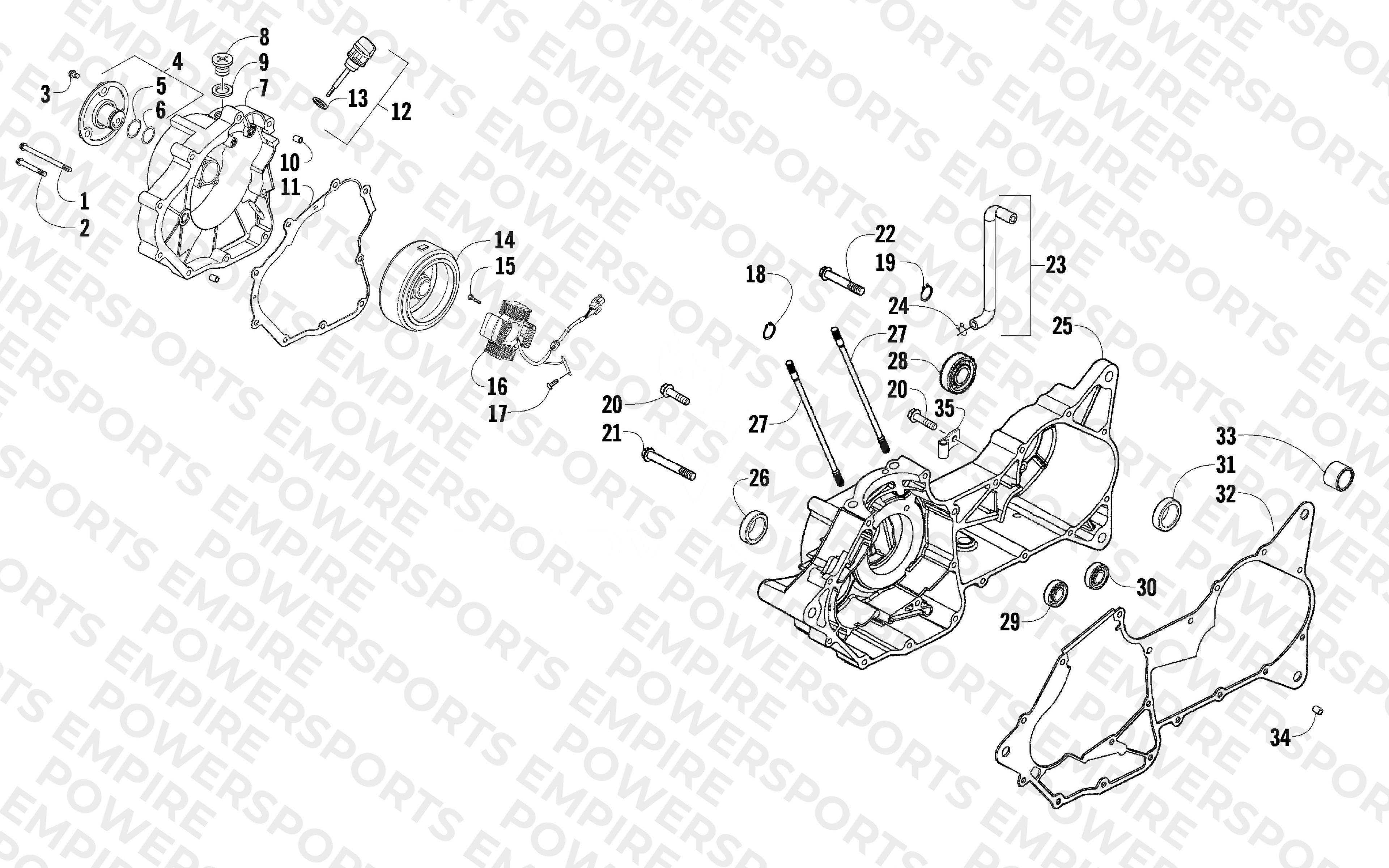 RIGHT CRANKCASE AND COVER ASSEMBLY