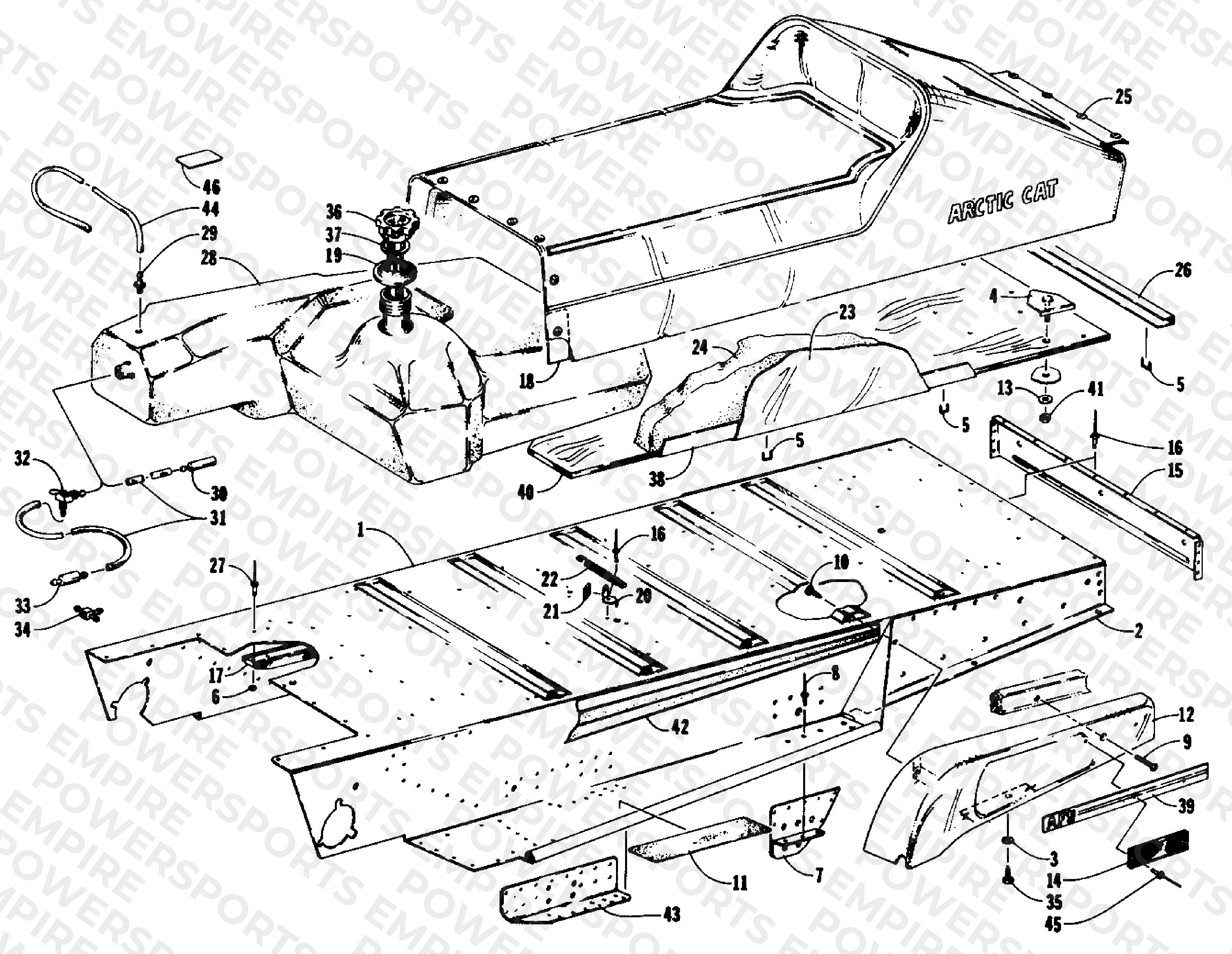 TUNNEL, GAS TANK, SEAT, AND TOOLBOX