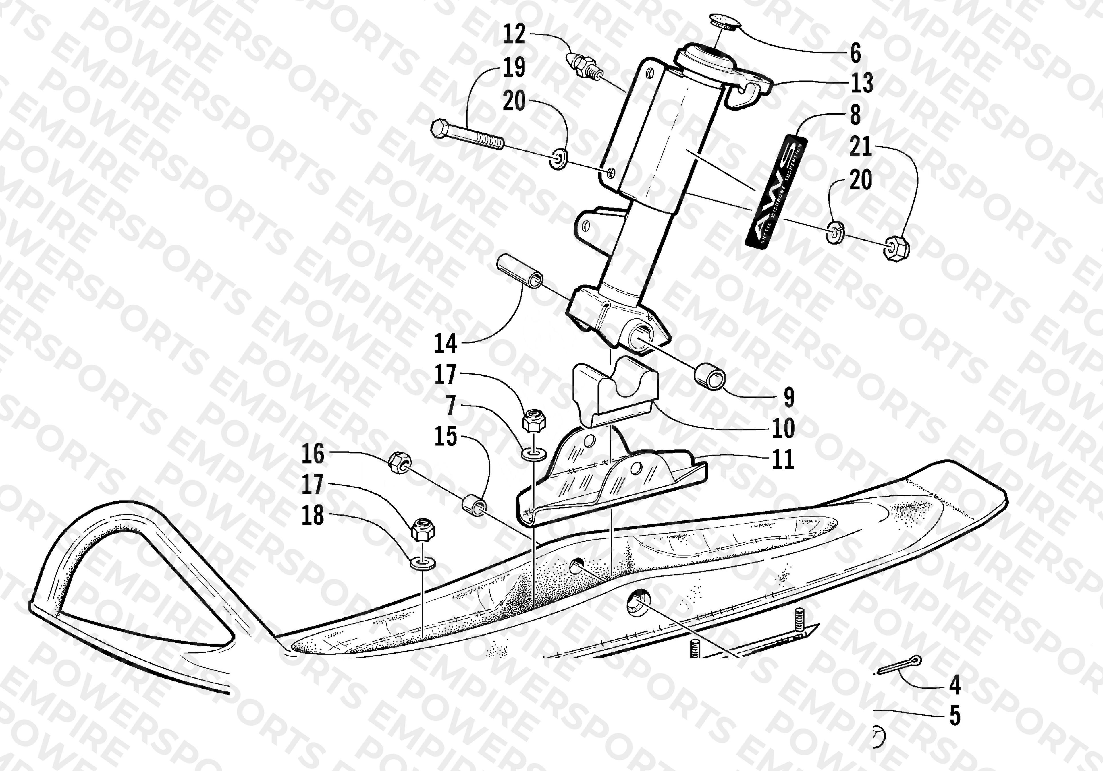 SKI AND SPINDLE ASSEMBLY