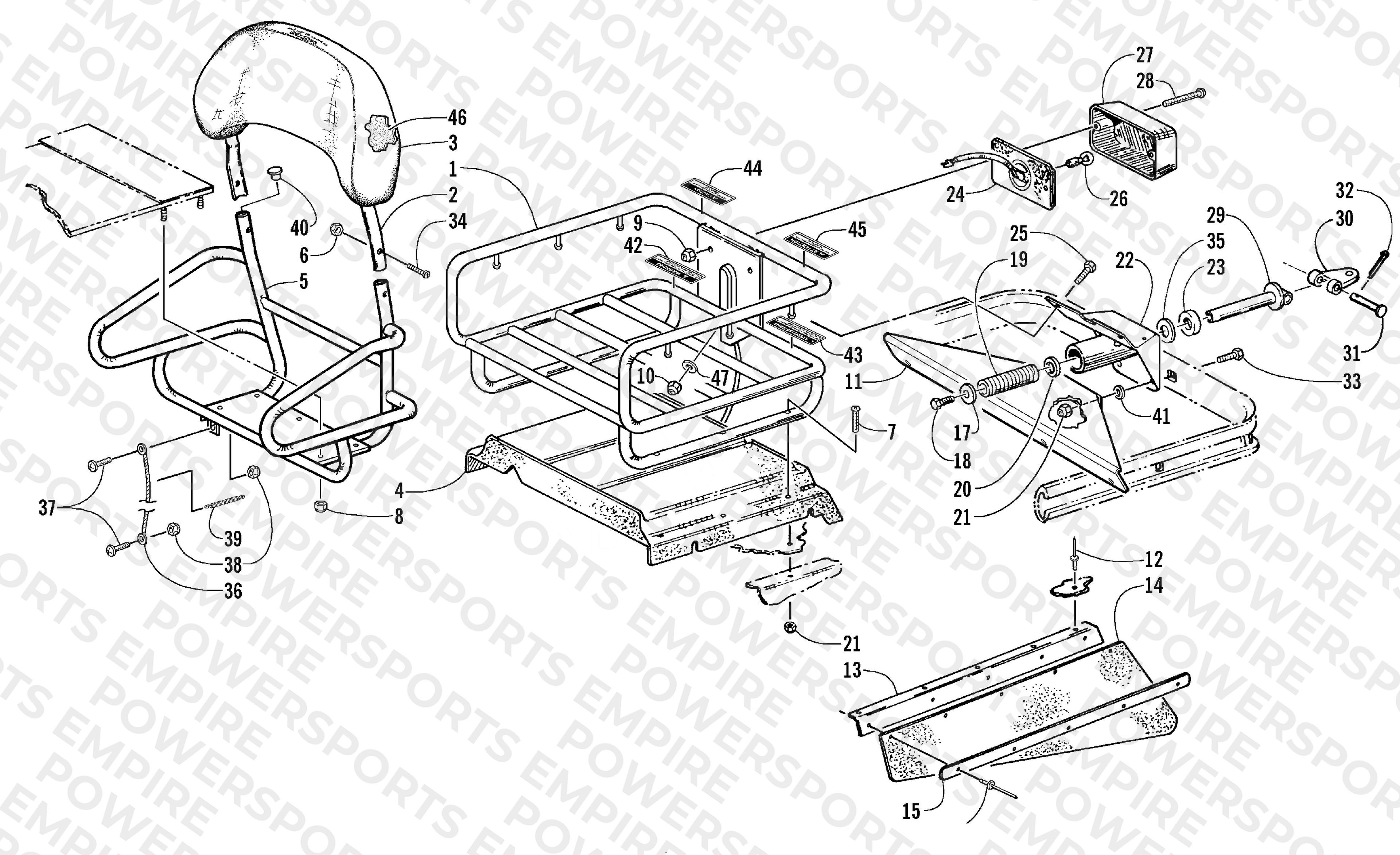 RACK, BACKREST, HITCH, & TAILLIGHT ASSEMBLIES