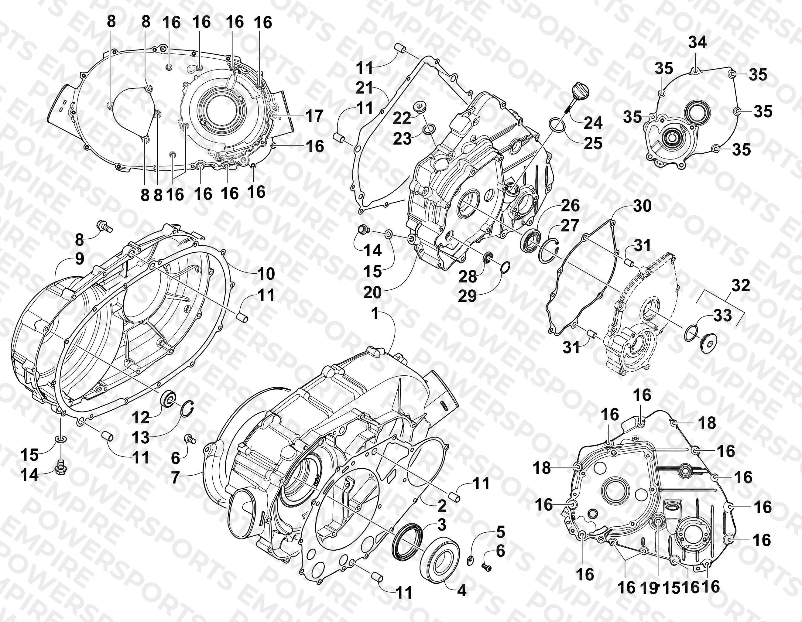 CLUTCH/V-BELT/MAGNETO COVER ASSEMBLY