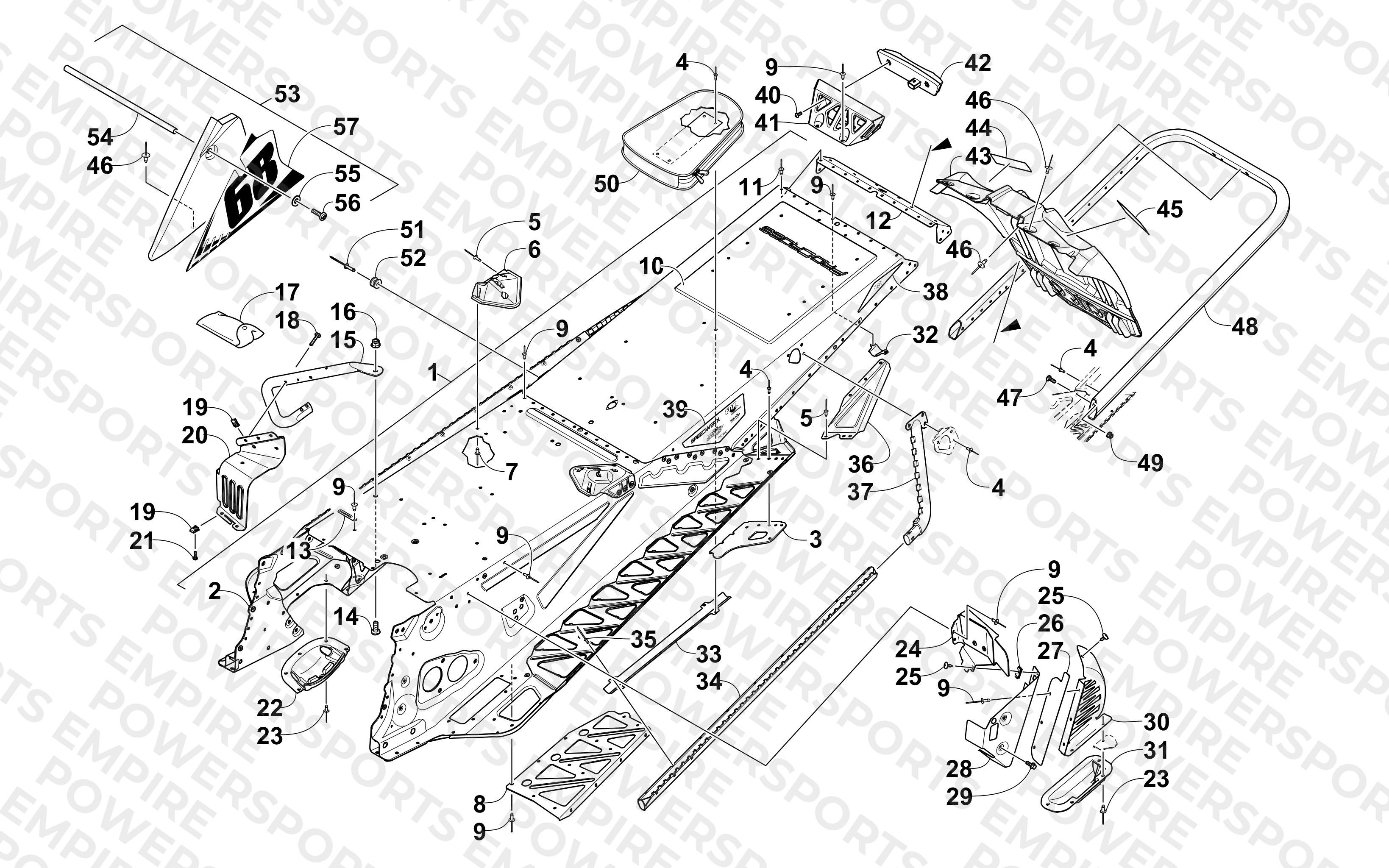 TUNNEL, REAR BUMPER, AND SNOWFLAP ASSEMBLY
