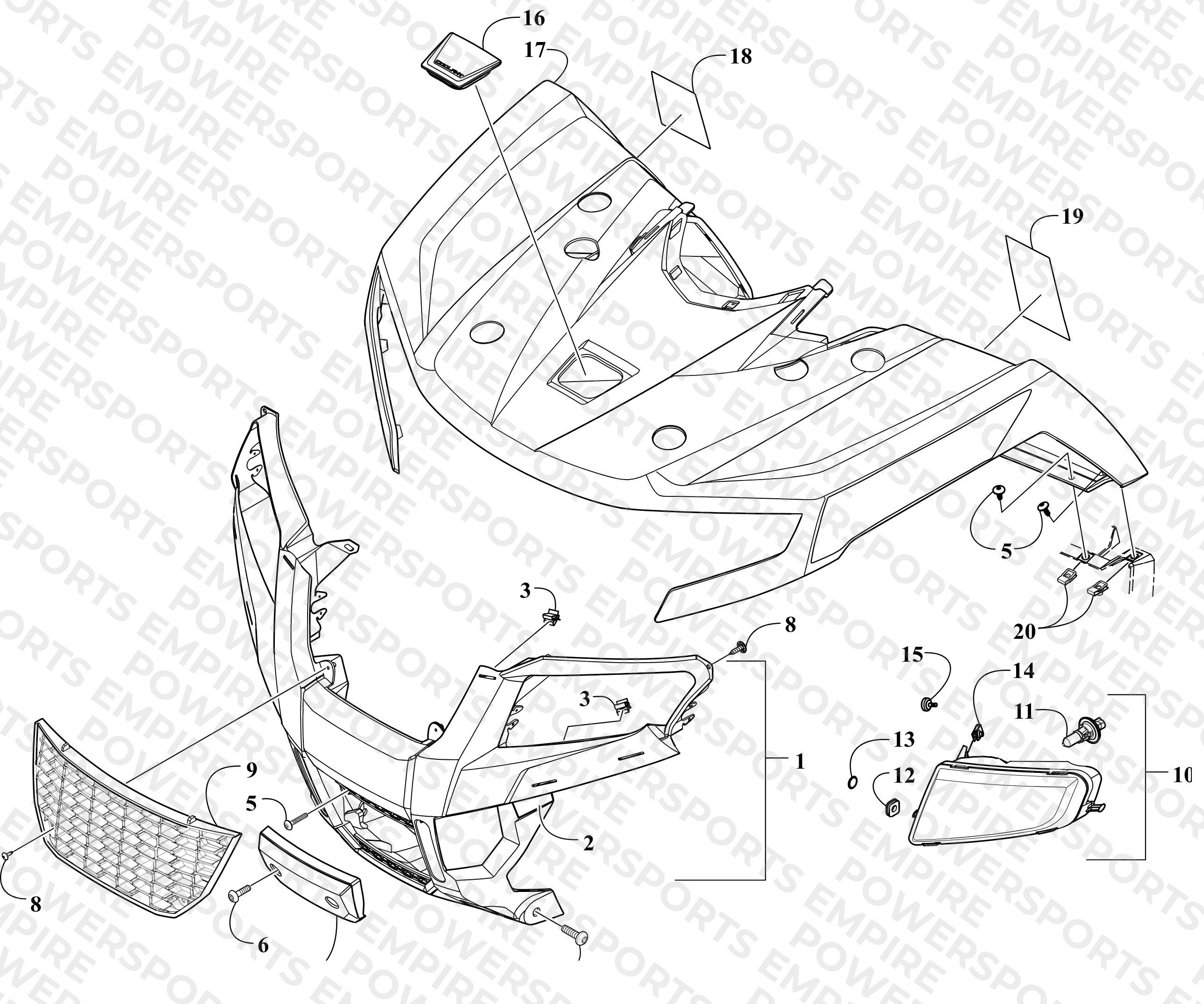 FRONT BODY PANEL AND HEADLIGHT ASSEMBLIES