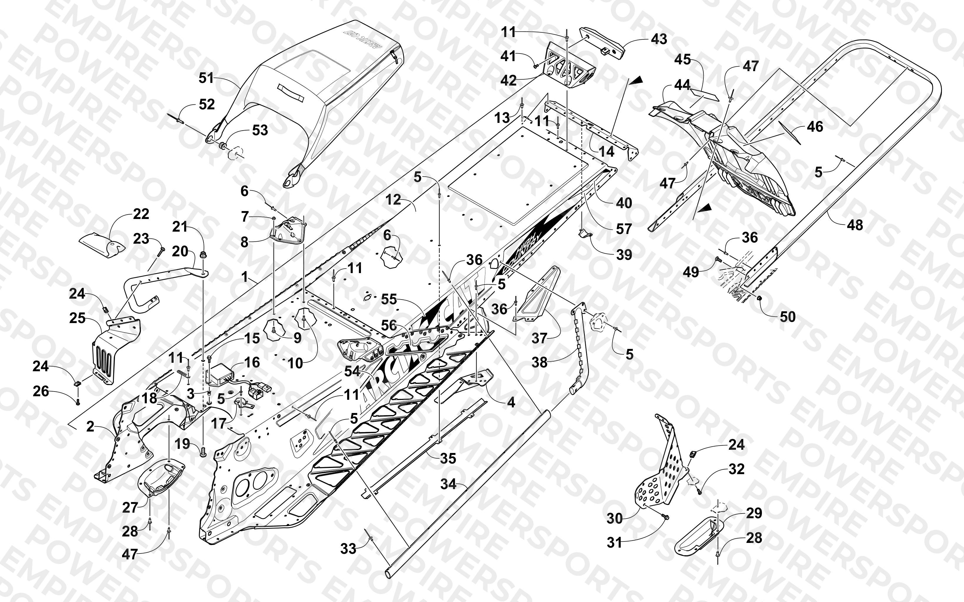 TUNNEL, REAR BUMPER, AND SNOWFLAP ASSEMBLY