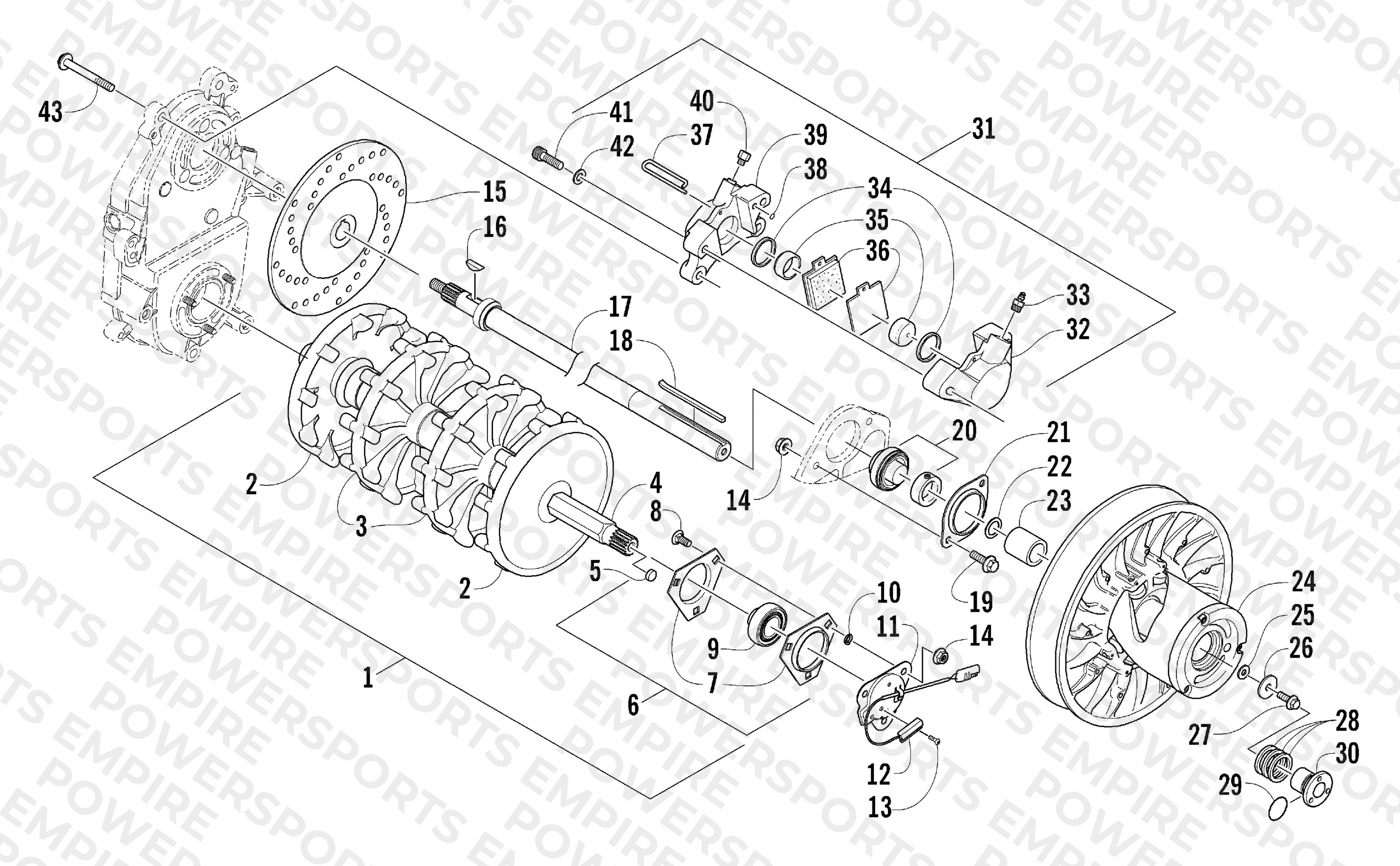 DRIVE TRAIN SHAFTS AND BRAKE ASSEMBLIES