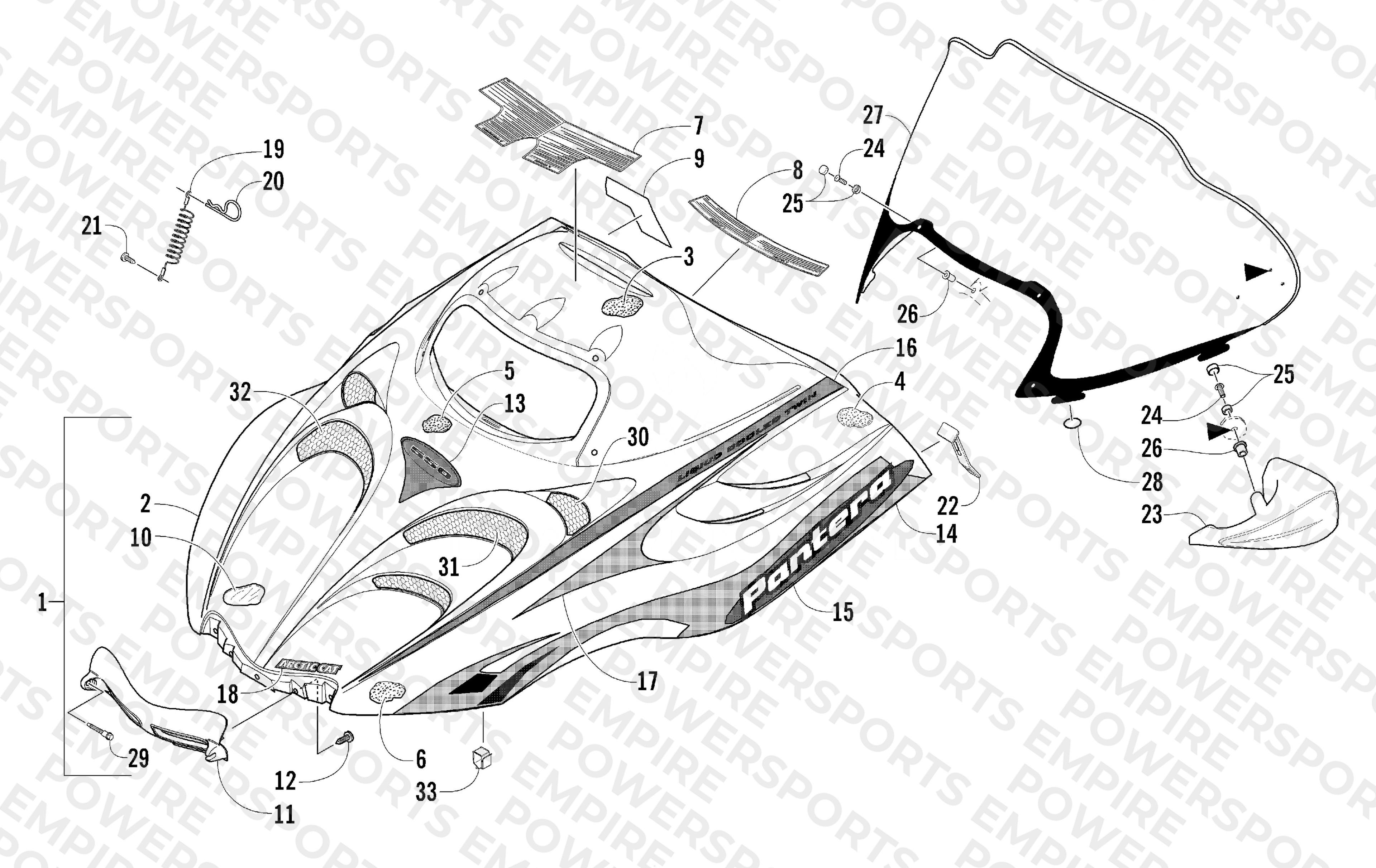 HOOD AND WINDSHIELD ASSEMBLY