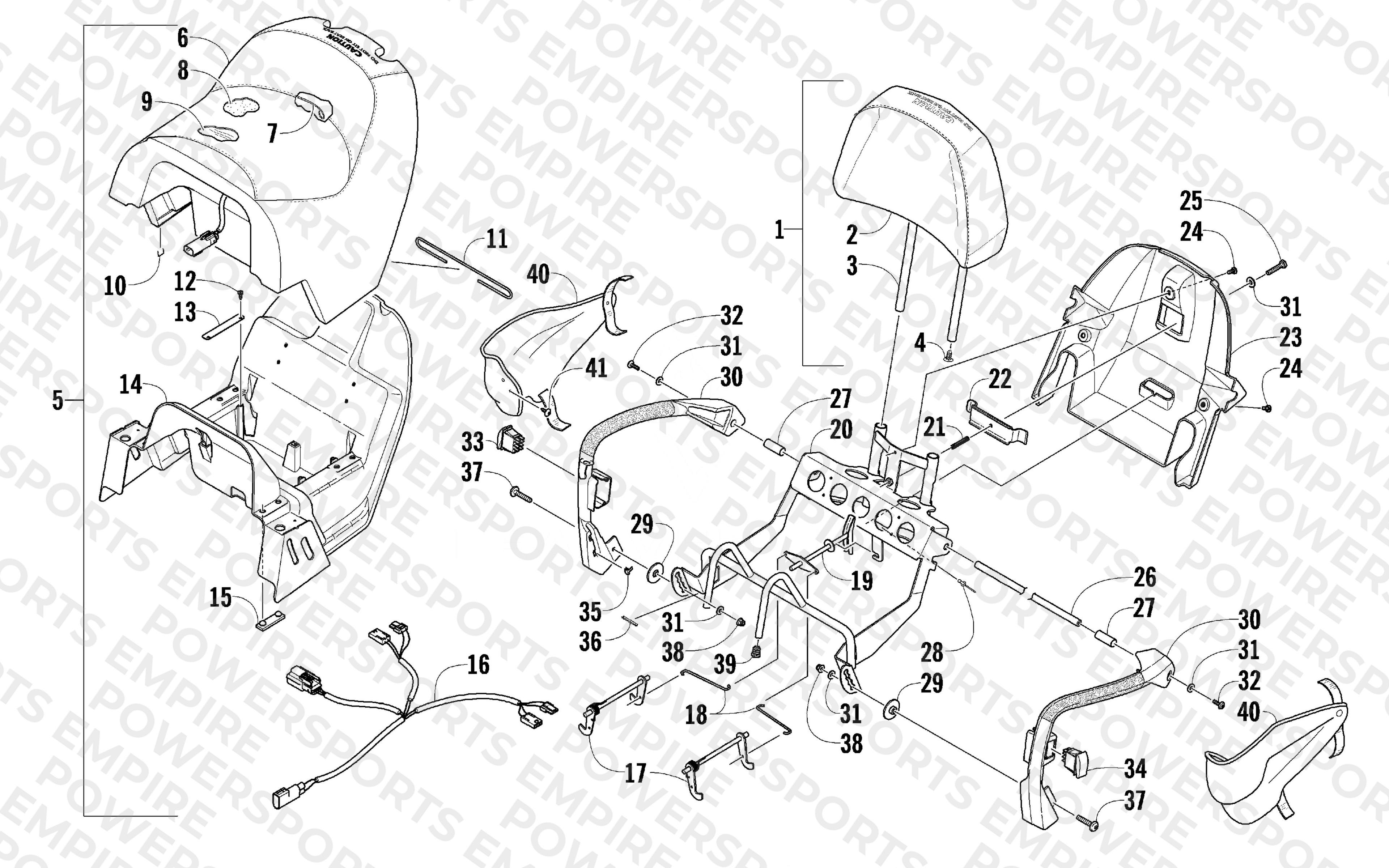 PASSENGER SEAT AND BACKREST ASSEMBLY