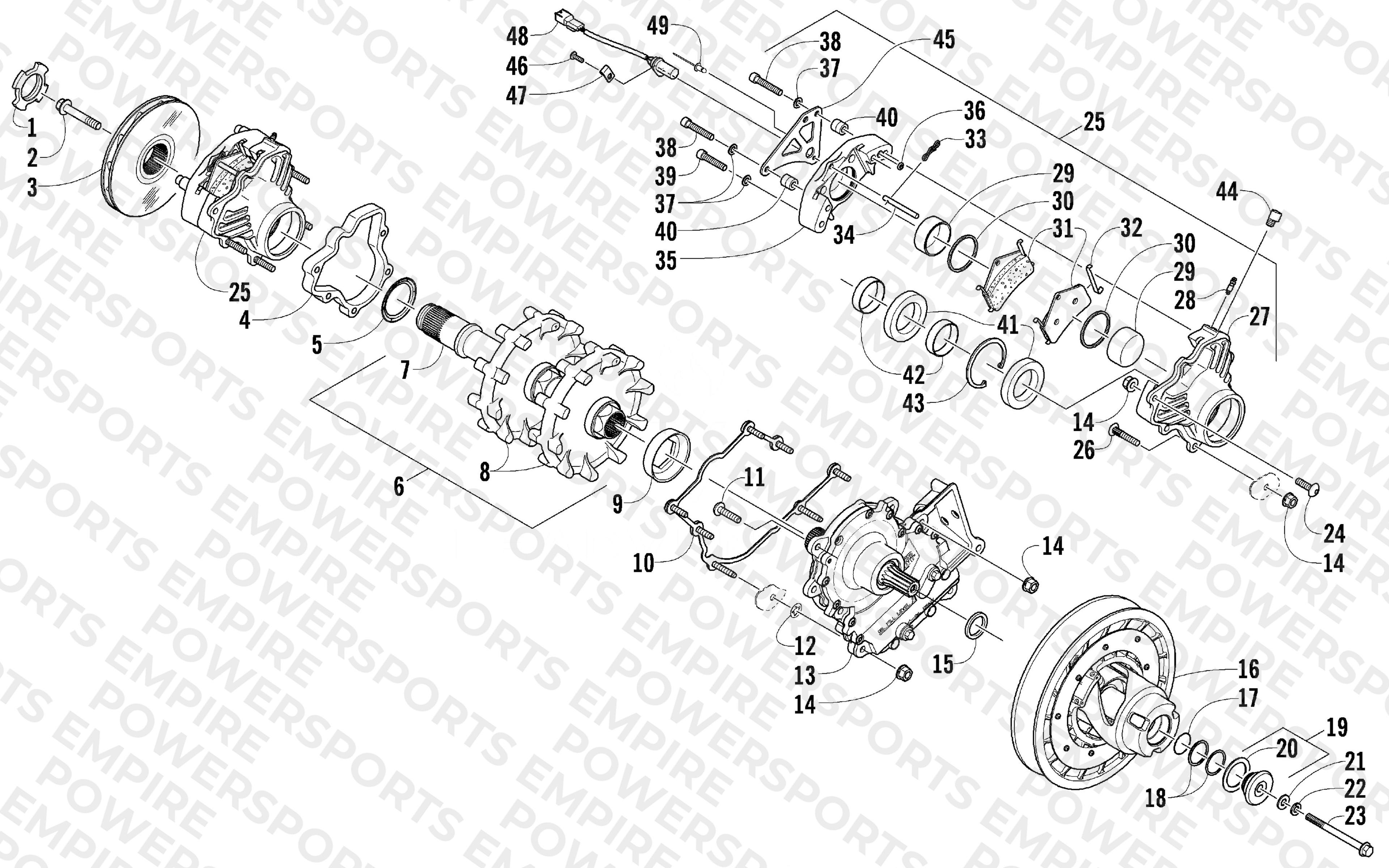 DRIVE TRAIN SHAFT AND BRAKE ASSEMBLIES