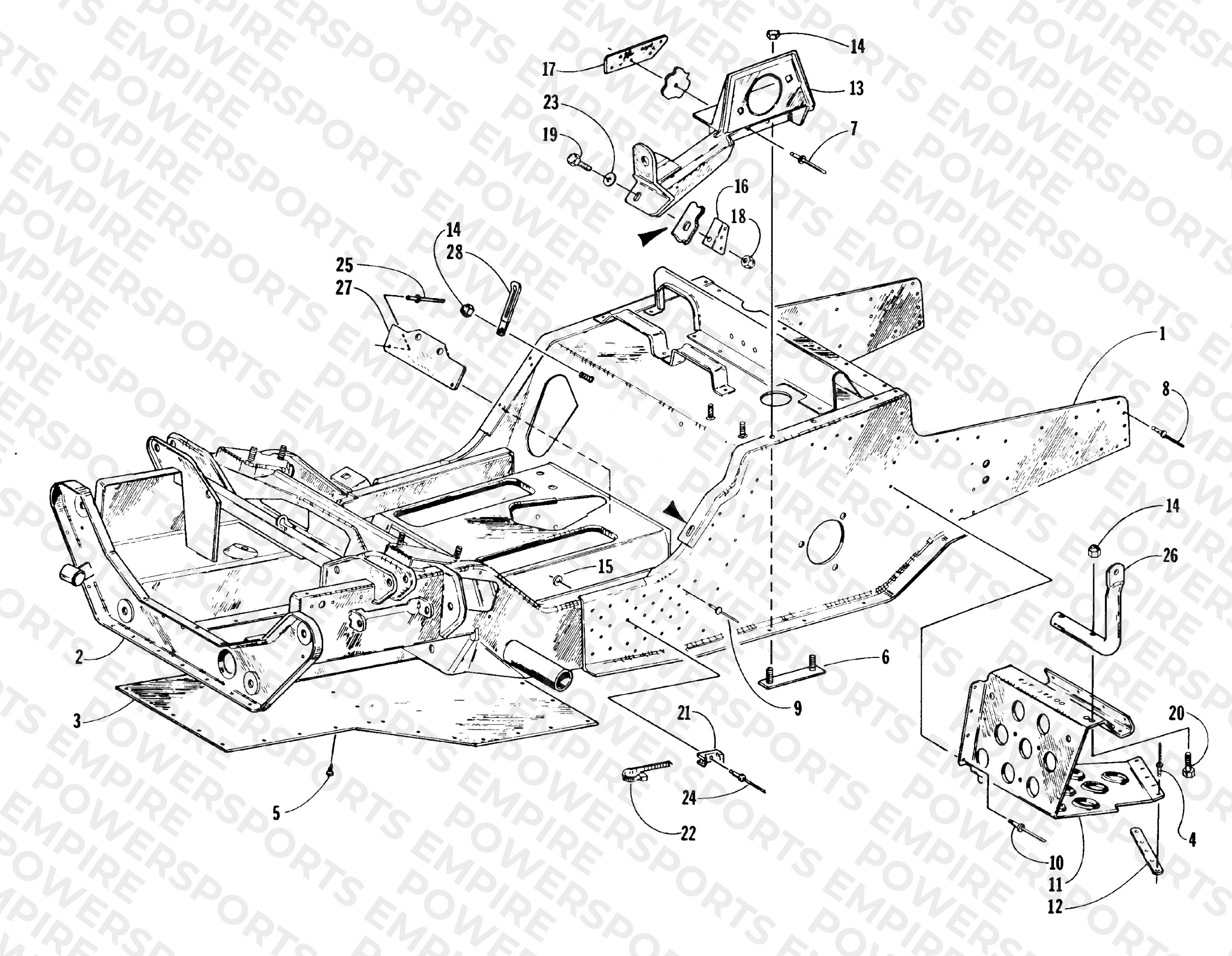 FRONT FRAME AND FOOTREST ASSEMBLY