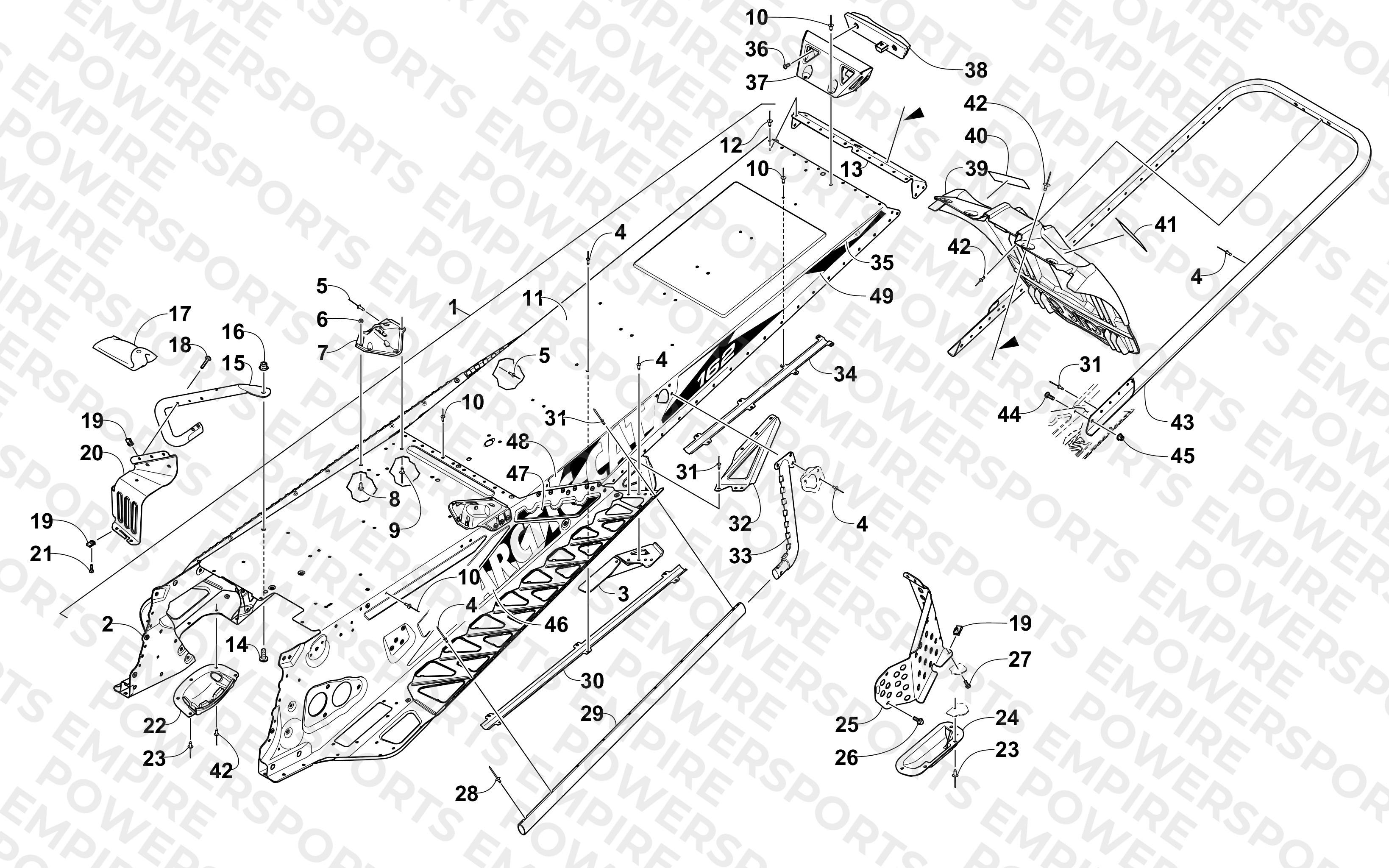 TUNNEL, REAR BUMPER, AND SNOWFLAP ASSEMBLY