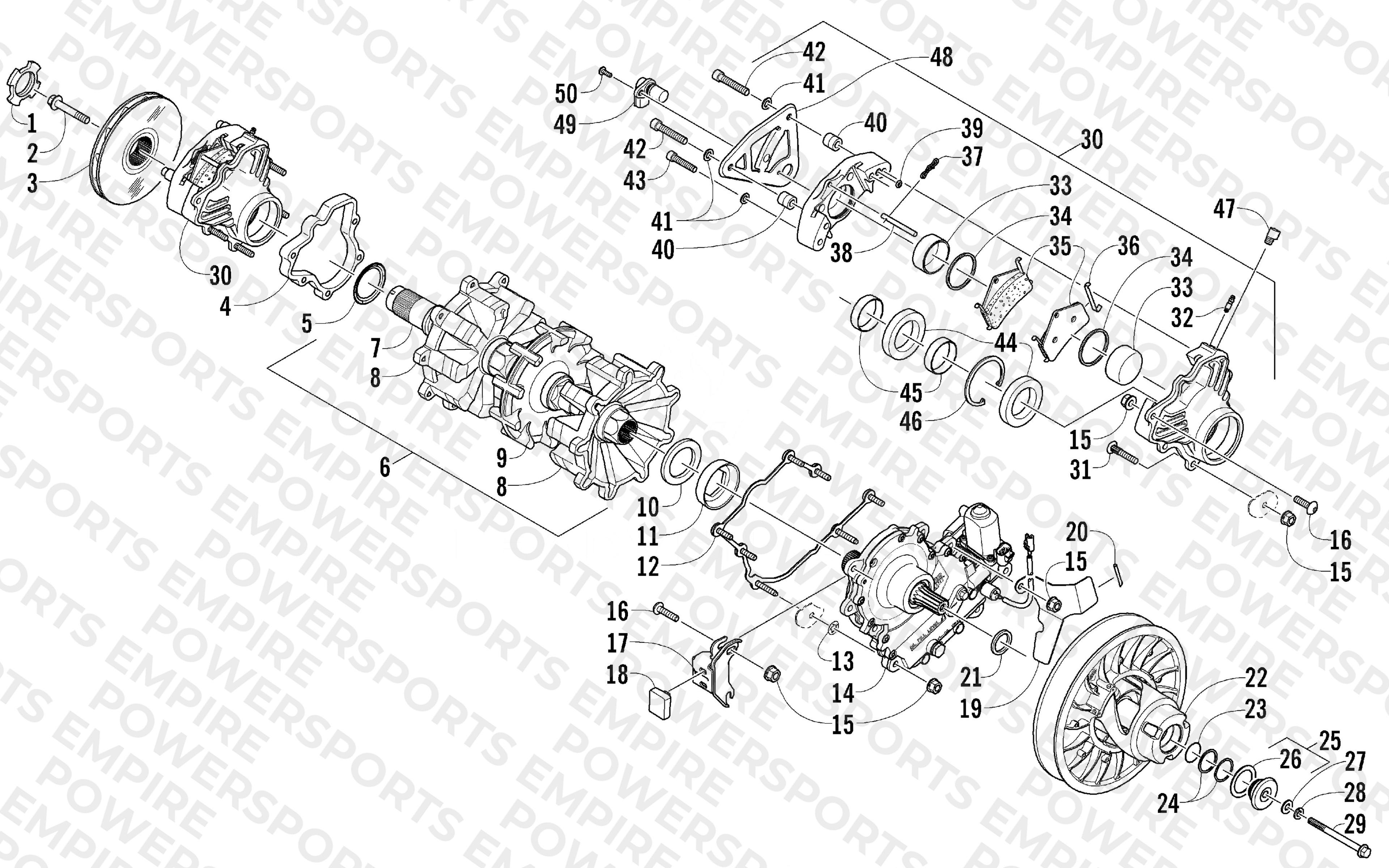 DRIVE TRAIN SHAFT AND BRAKE ASSEMBLIES