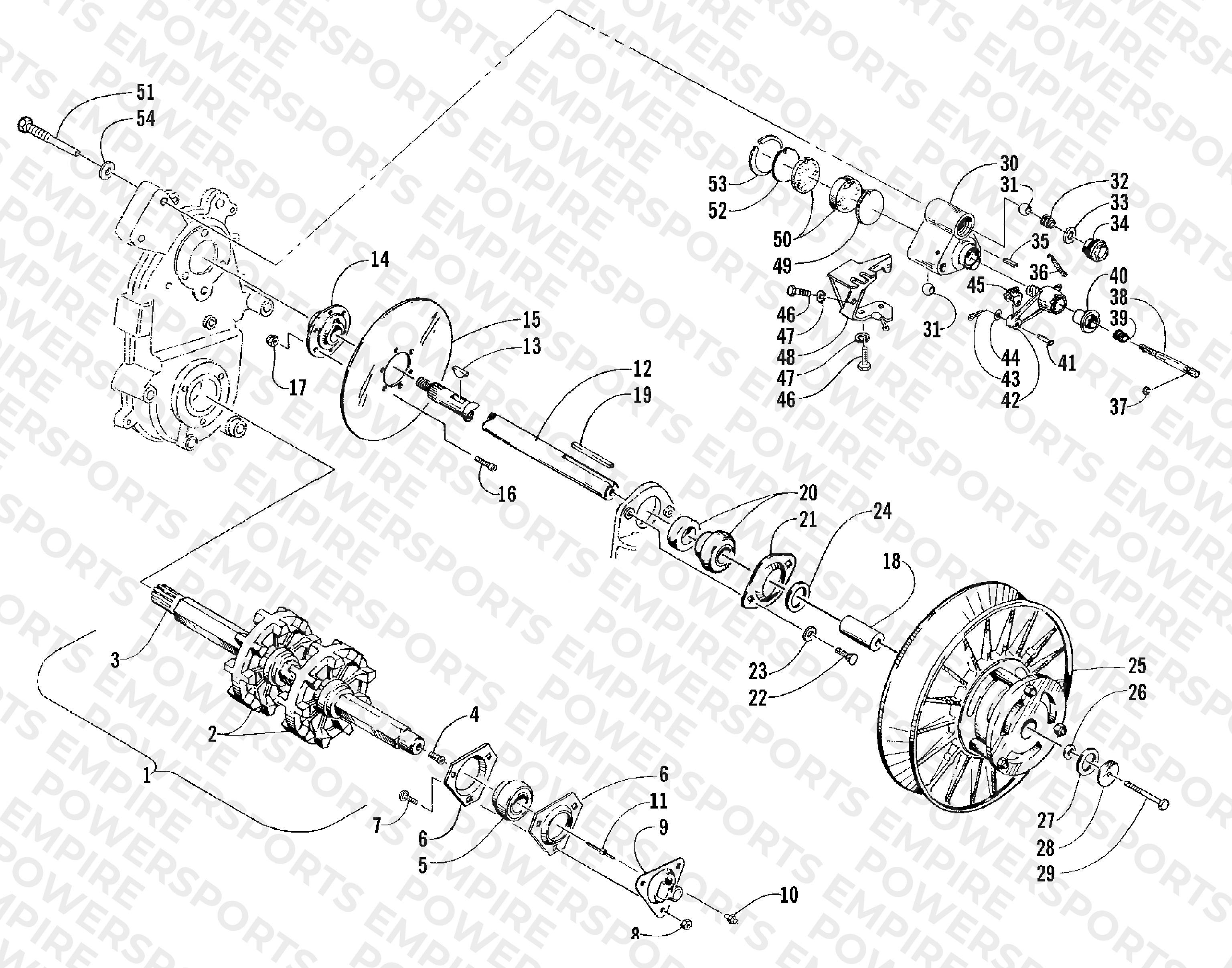 DRIVE TRAIN SHAFTS AND BRAKE ASSEMBLIES