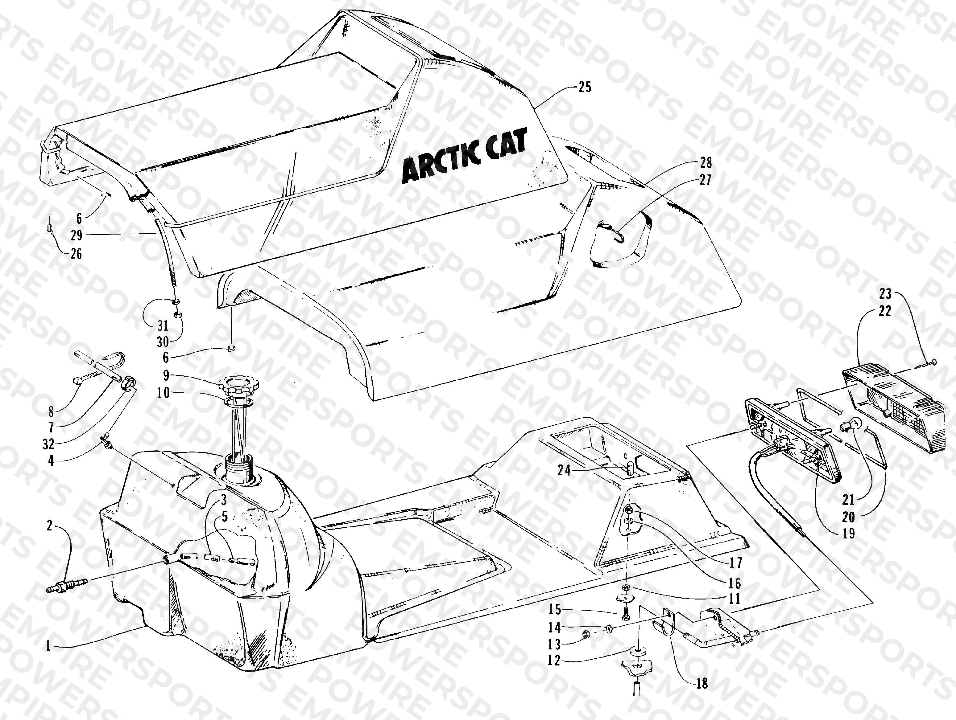 GAS TANK, SEAT, AND TAILLIGHT ASSEMBLY