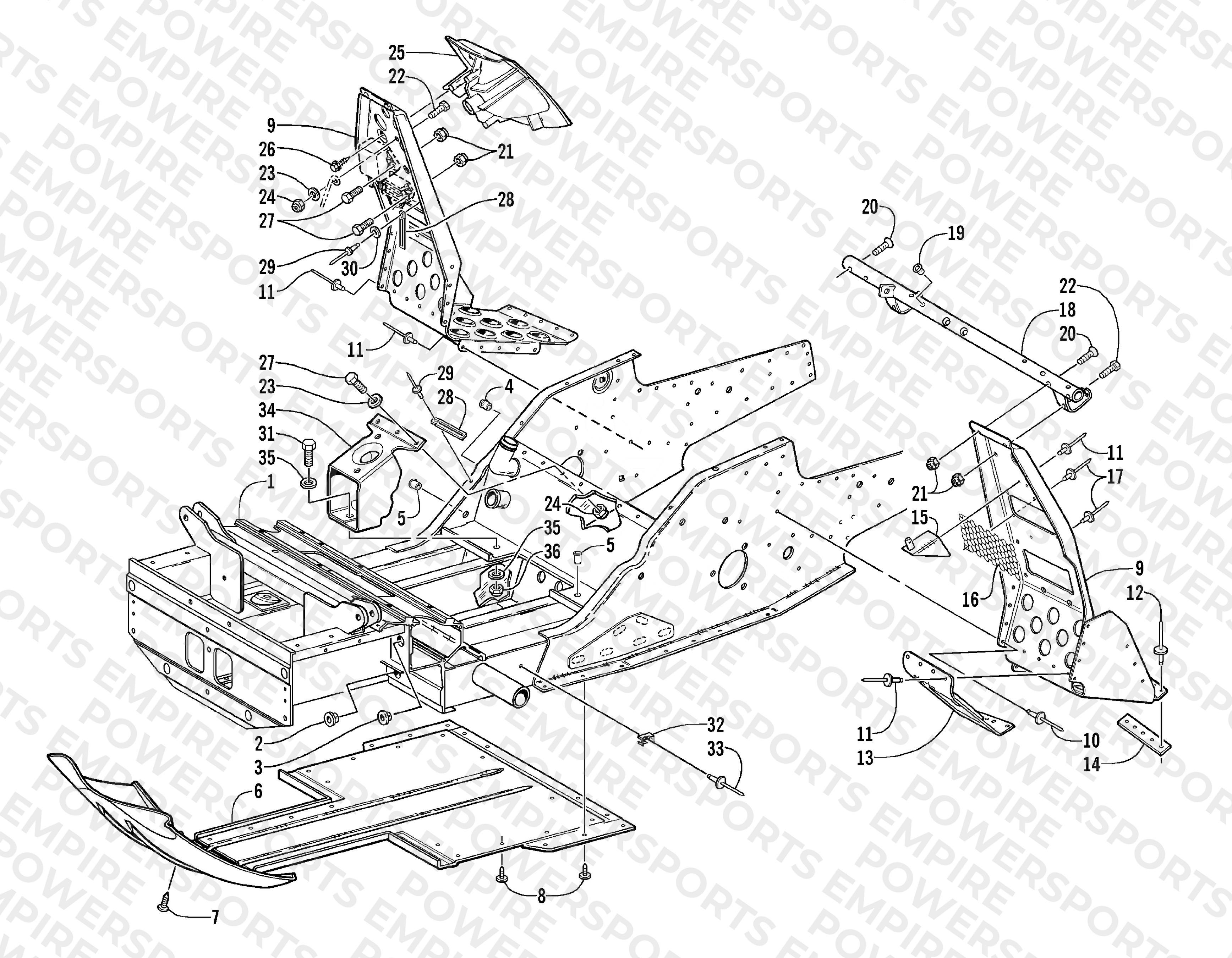 FRONT FRAME AND FOOTREST ASSEMBLY