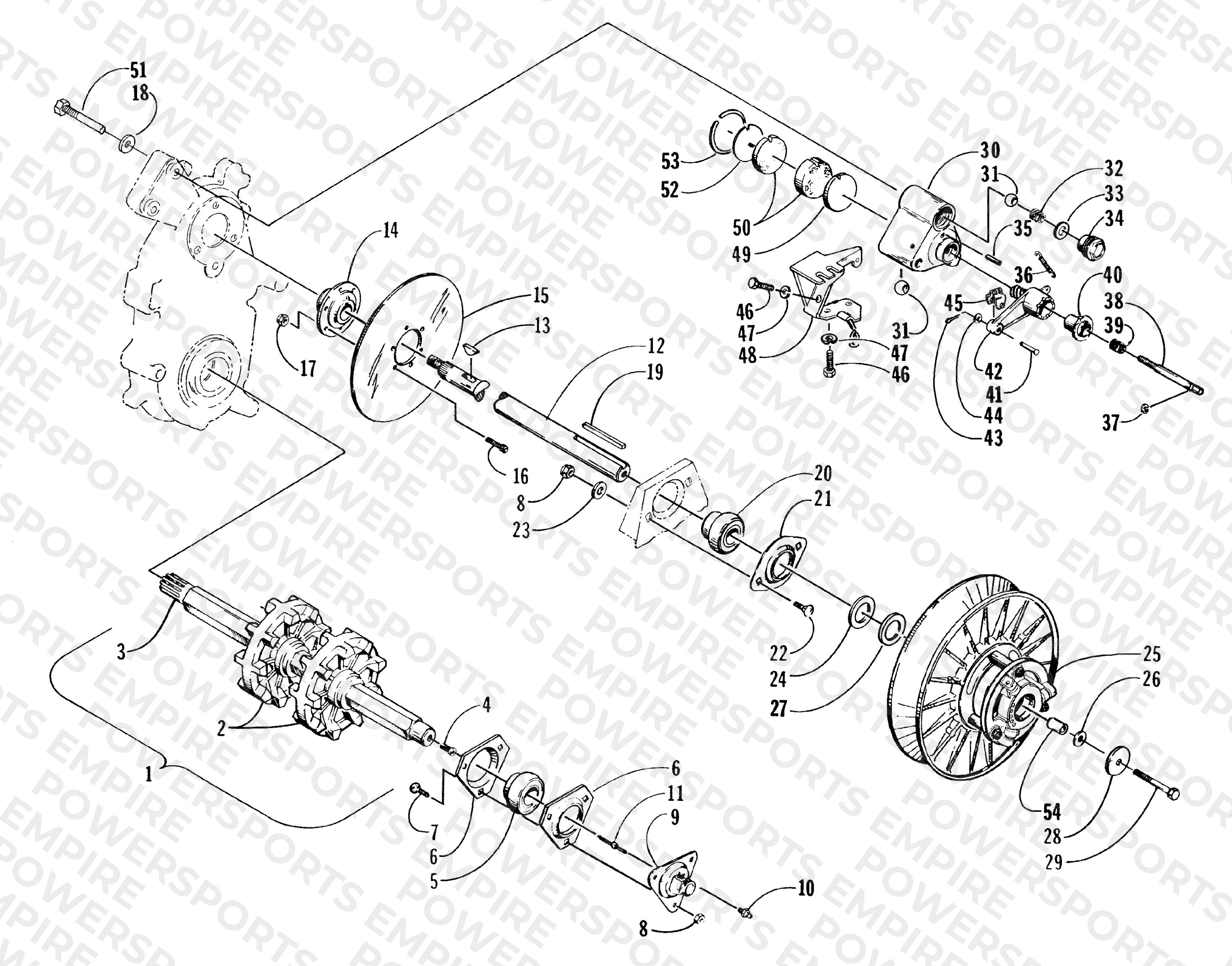 DRIVE TRAIN SHAFTS AND BRAKE ASSEMBLIES