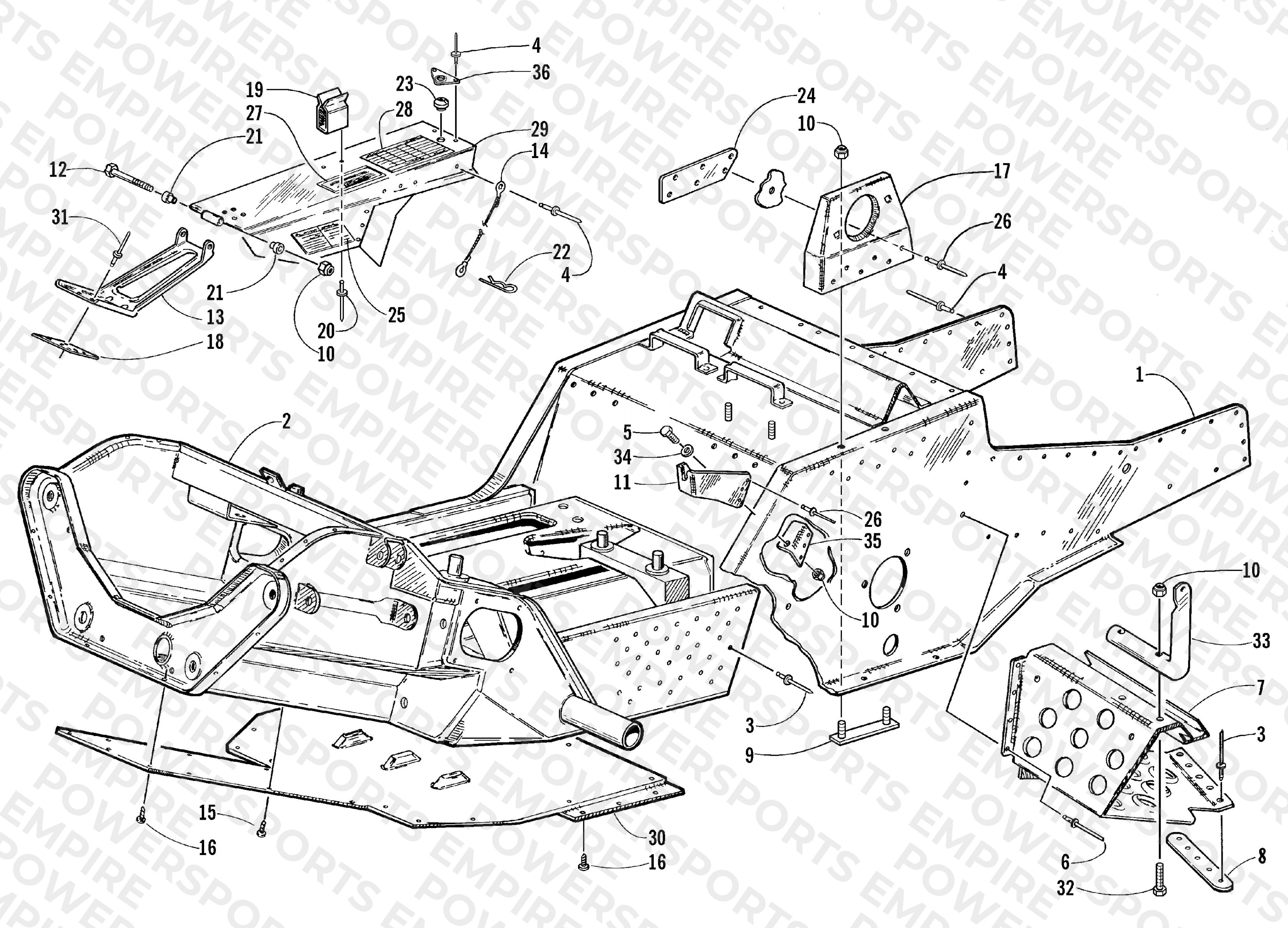 FRONT FRAME, FOOTREST, AND GUARD ASSEMBLIES
