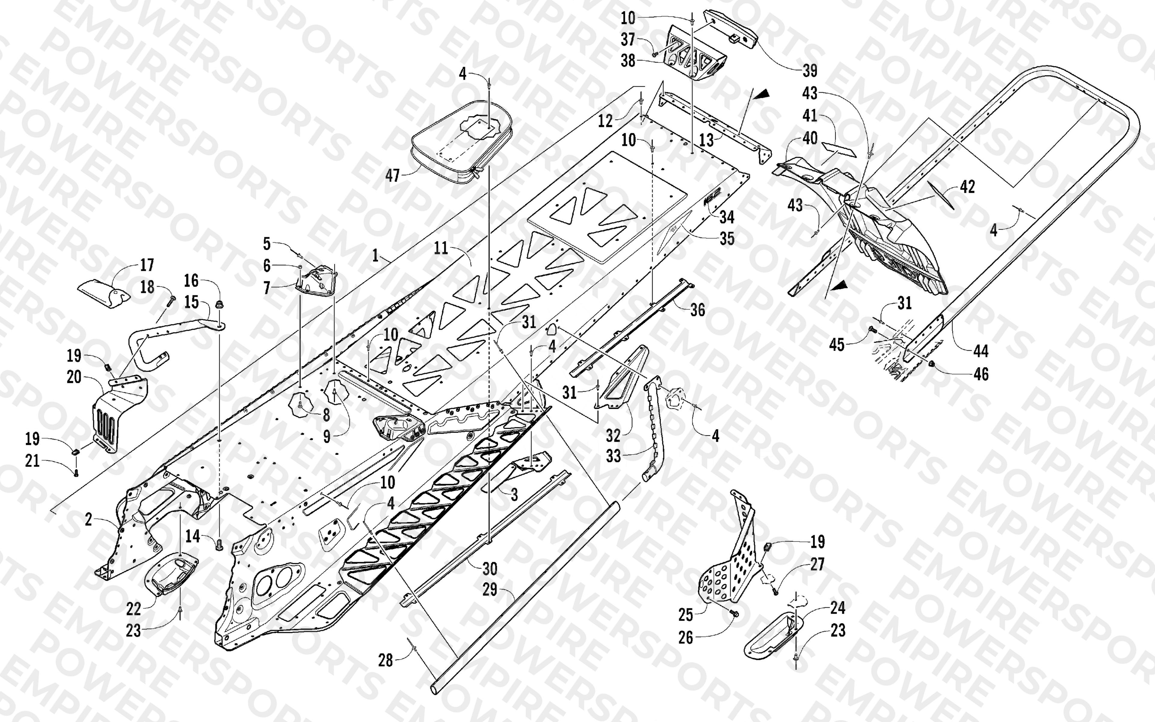 TUNNEL, REAR BUMPER, AND SNOWFLAP ASSEMBLY