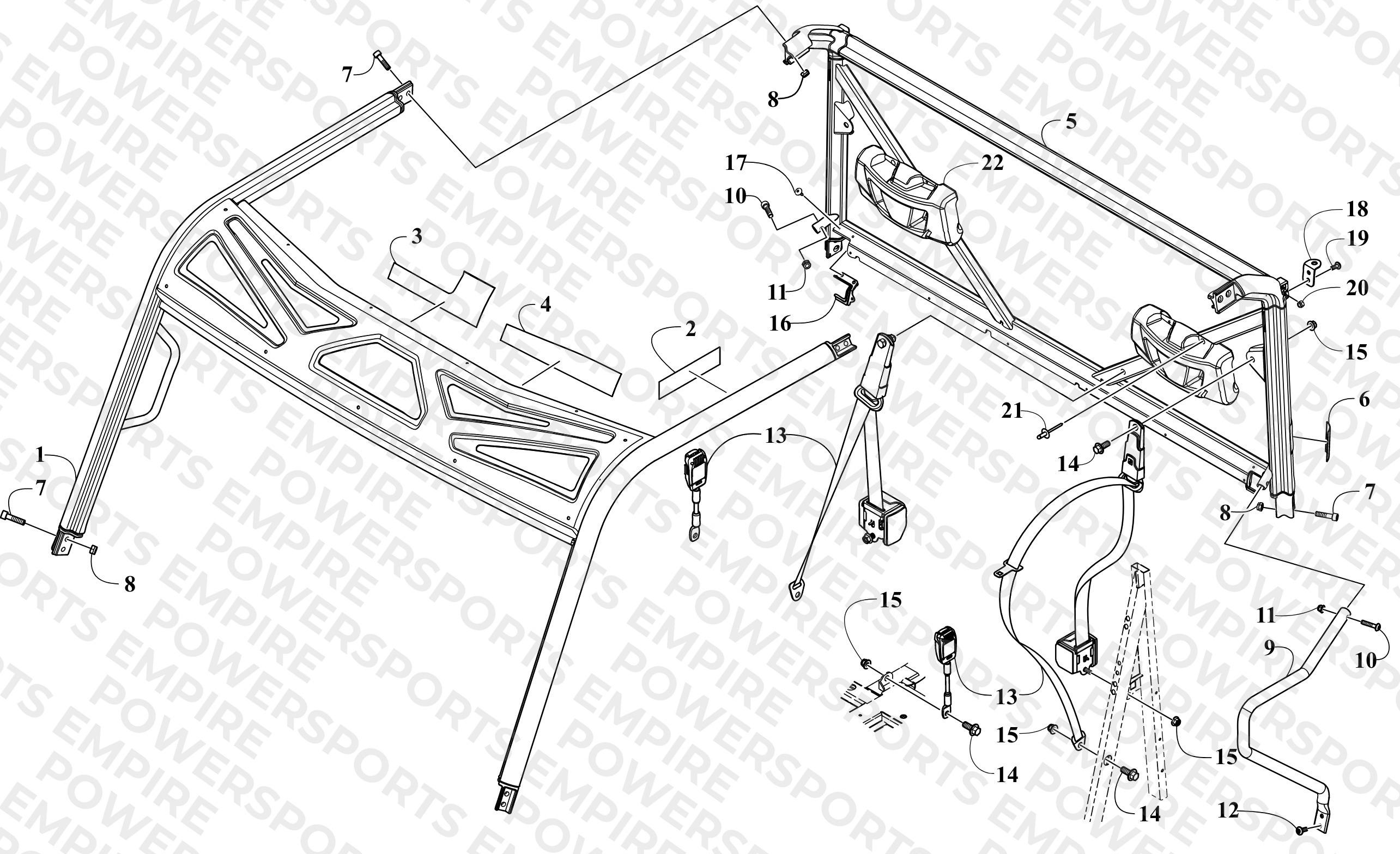 ROPS AND SEAT BELT ASSEMBLY