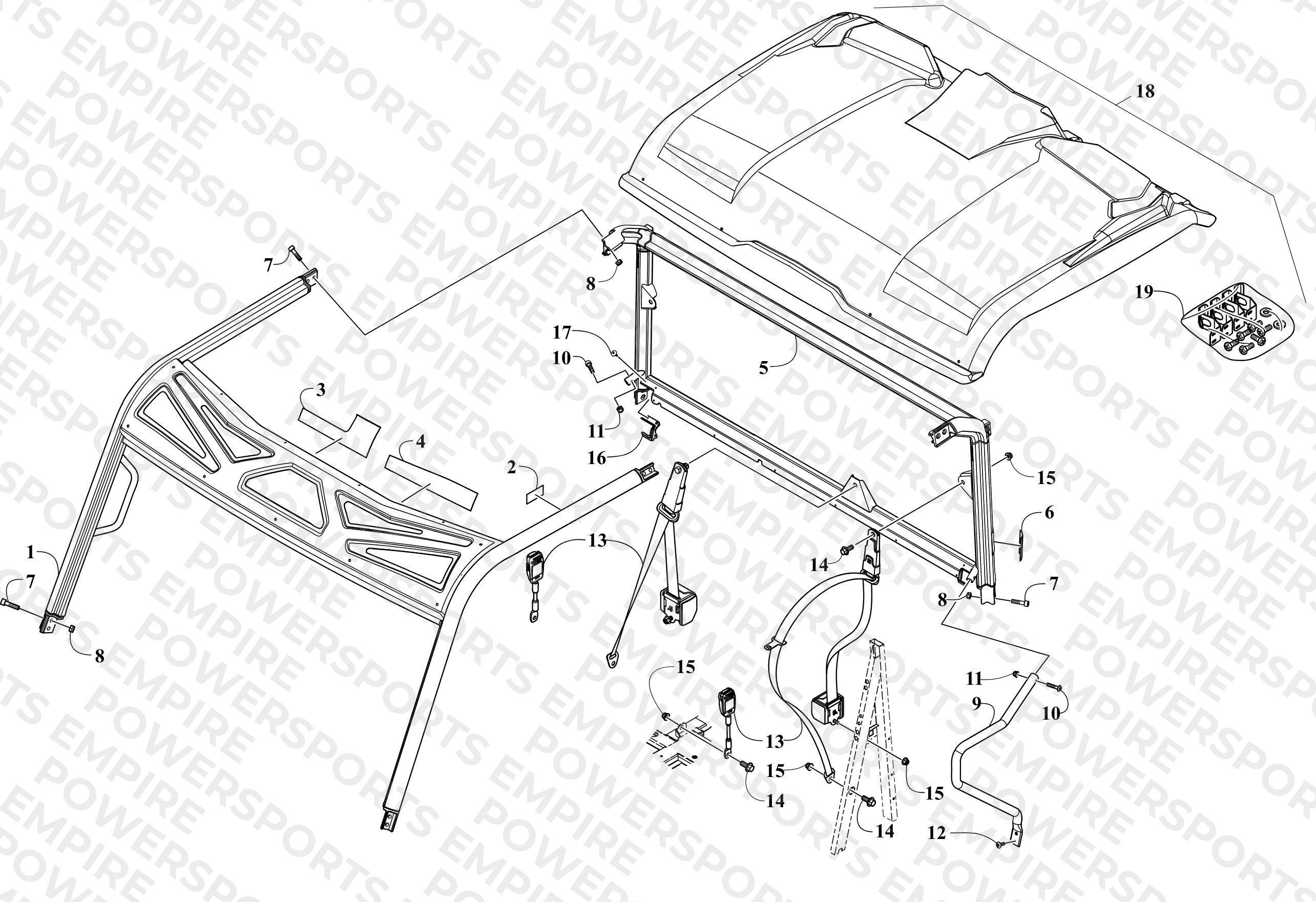 ROPS AND SEAT BELT ASSEMBLY