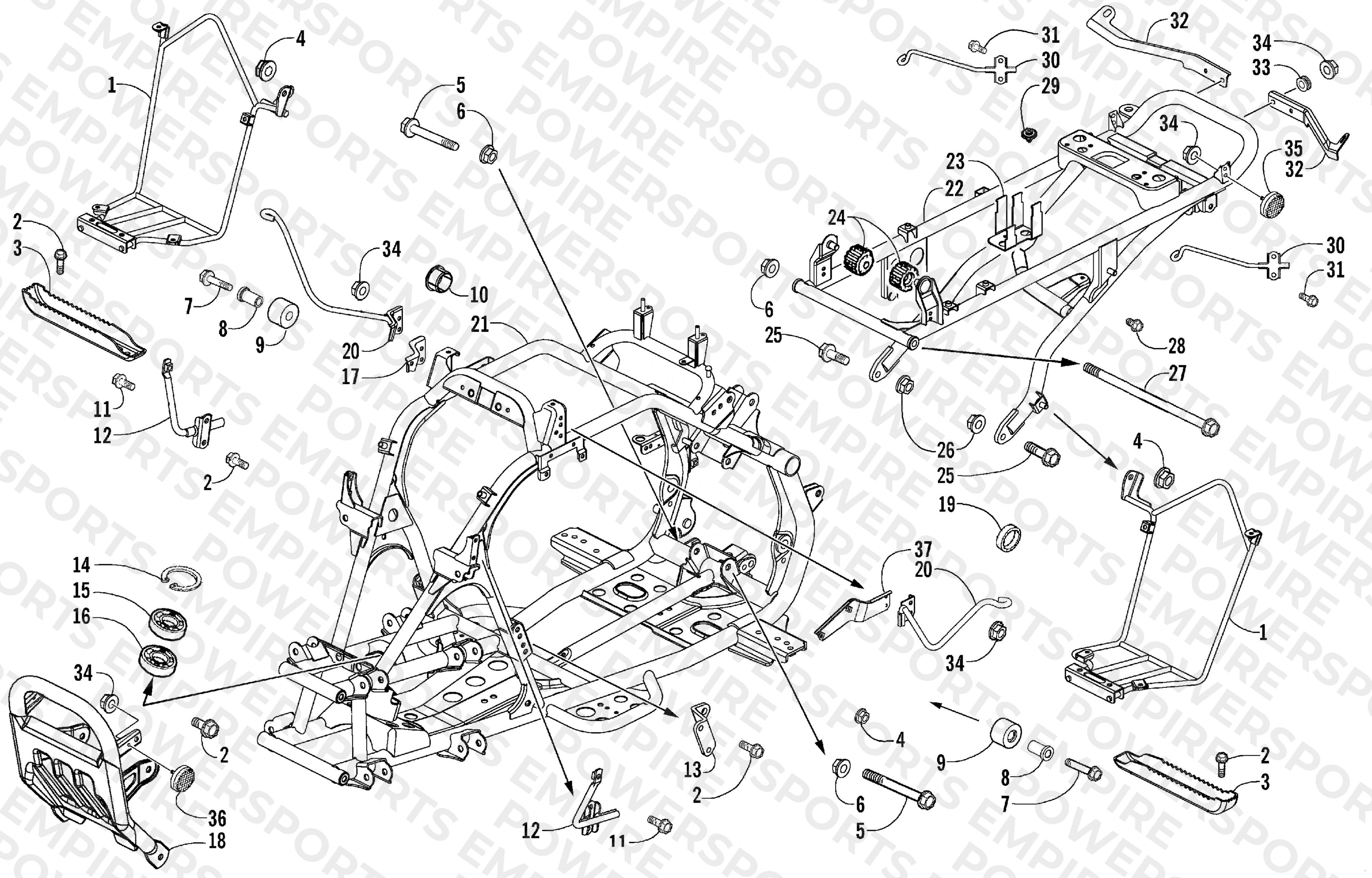 FRAME AND RELATED PARTS ASSEMBLY