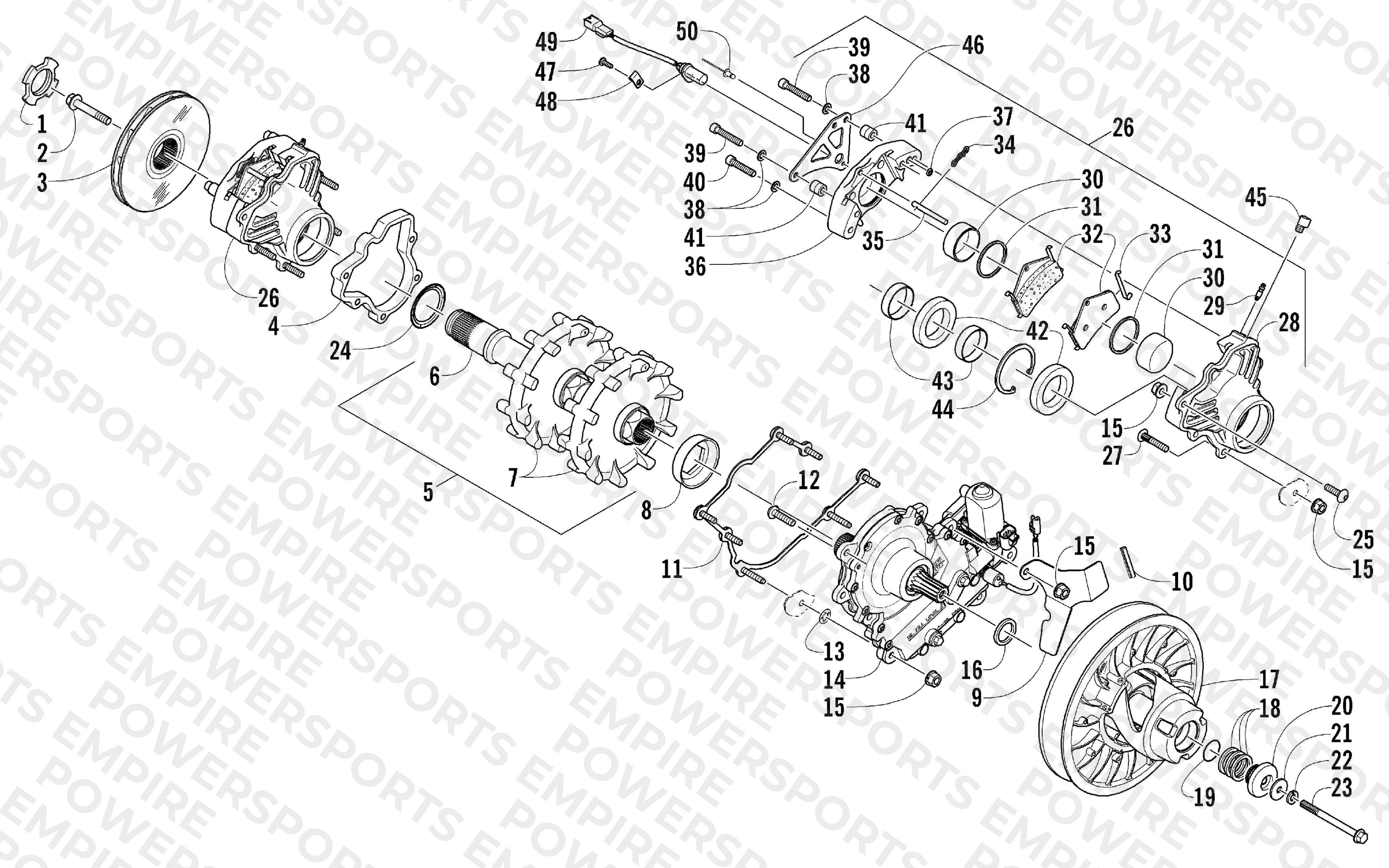 DRIVE TRAIN SHAFT AND BRAKE ASSEMBLIES