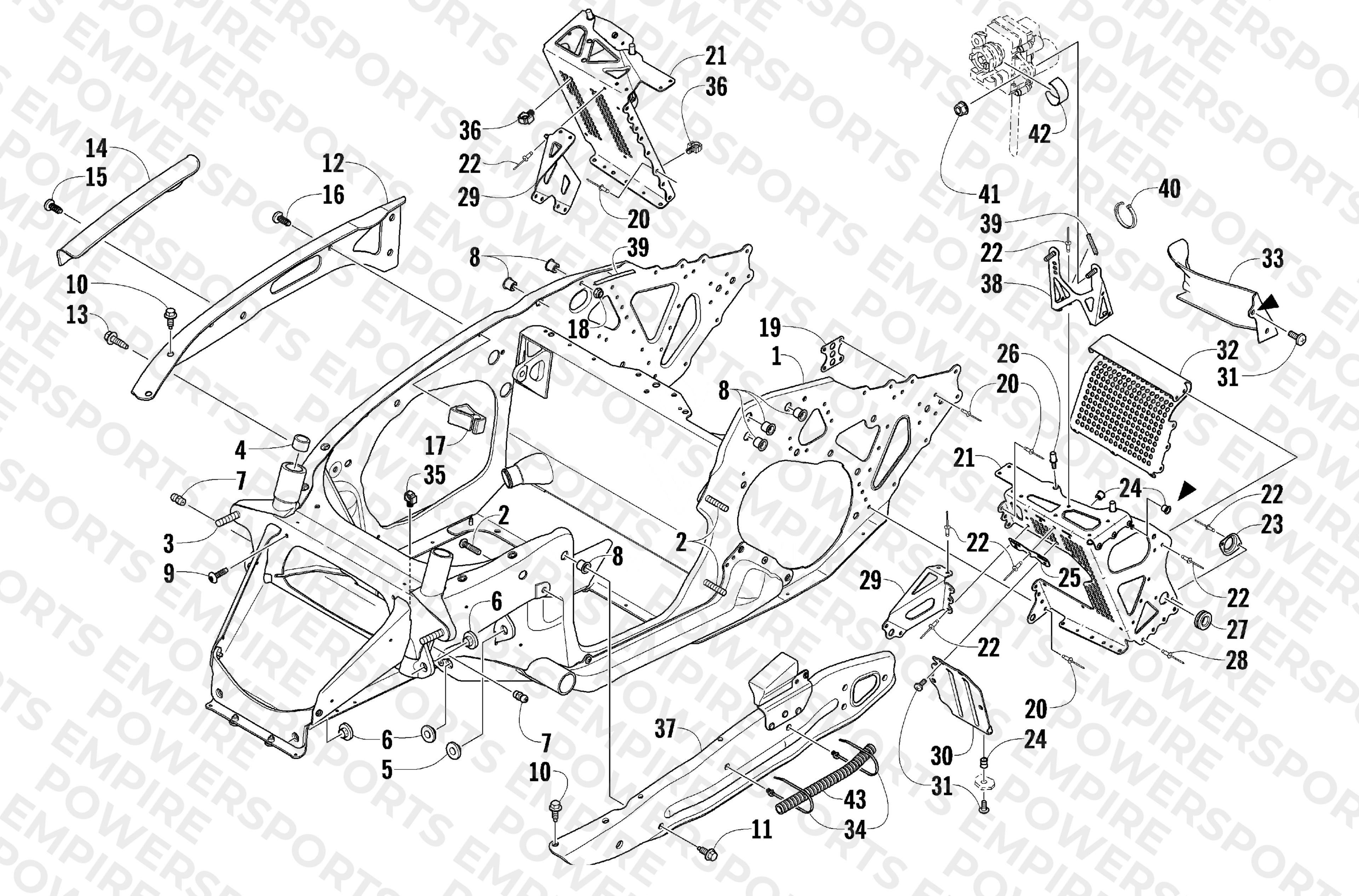 FRONT FRAME AND FOOTREST ASSEMBLY