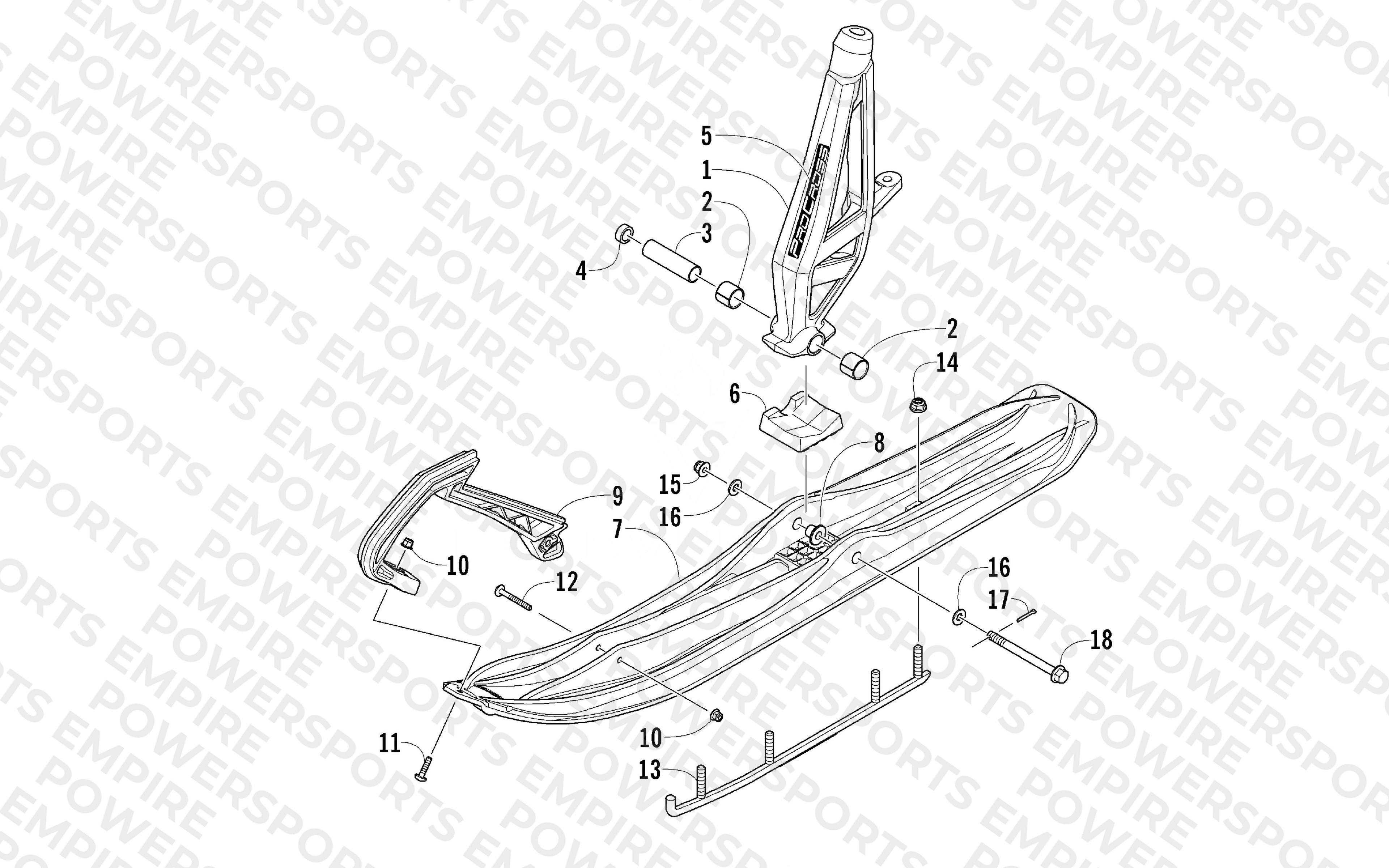 SKI AND SPINDLE ASSEMBLY