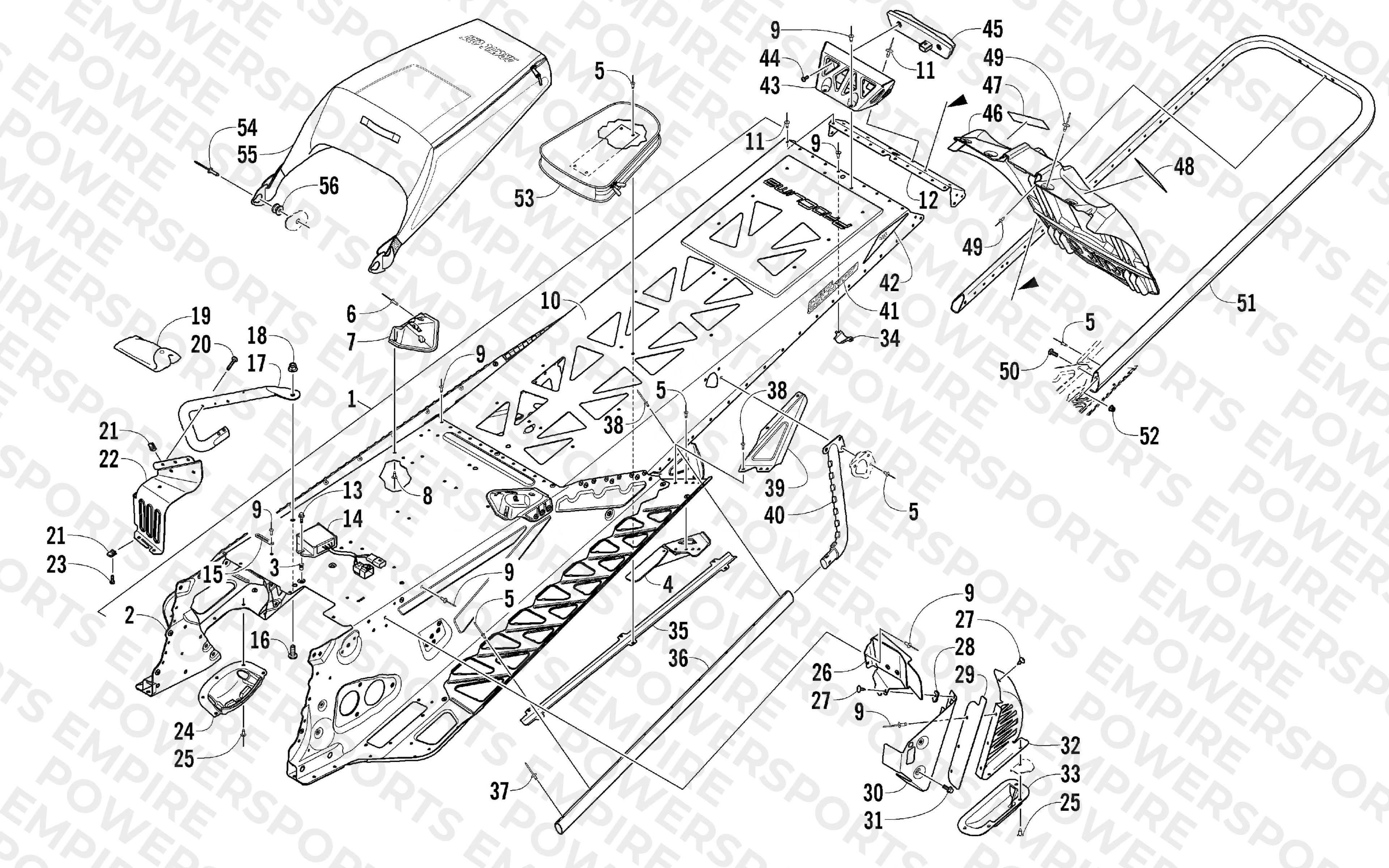 TUNNEL, REAR BUMPER, AND SNOWFLAP ASSEMBLY