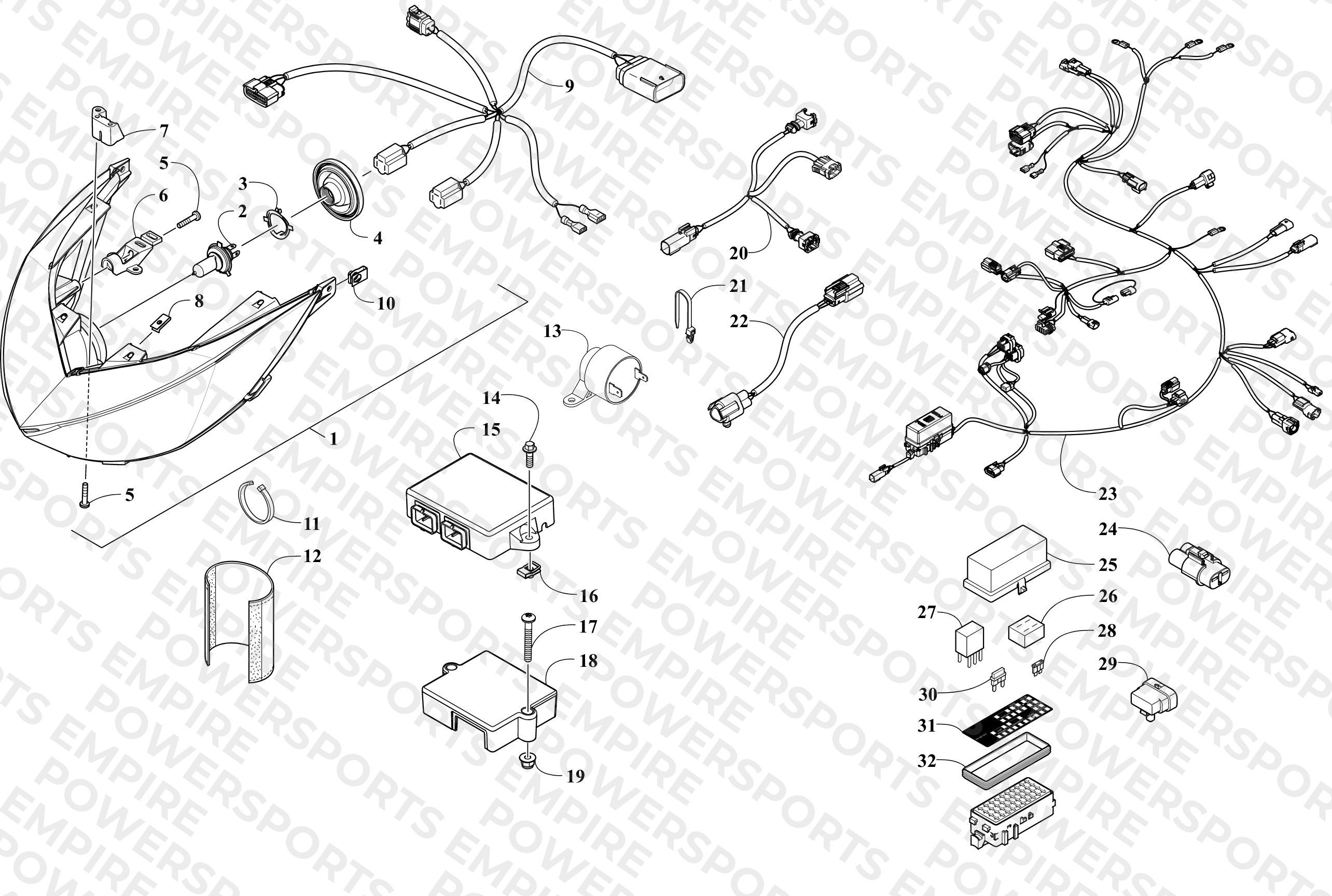 HEADLIGHT AND WIRING ASSEMBLIES