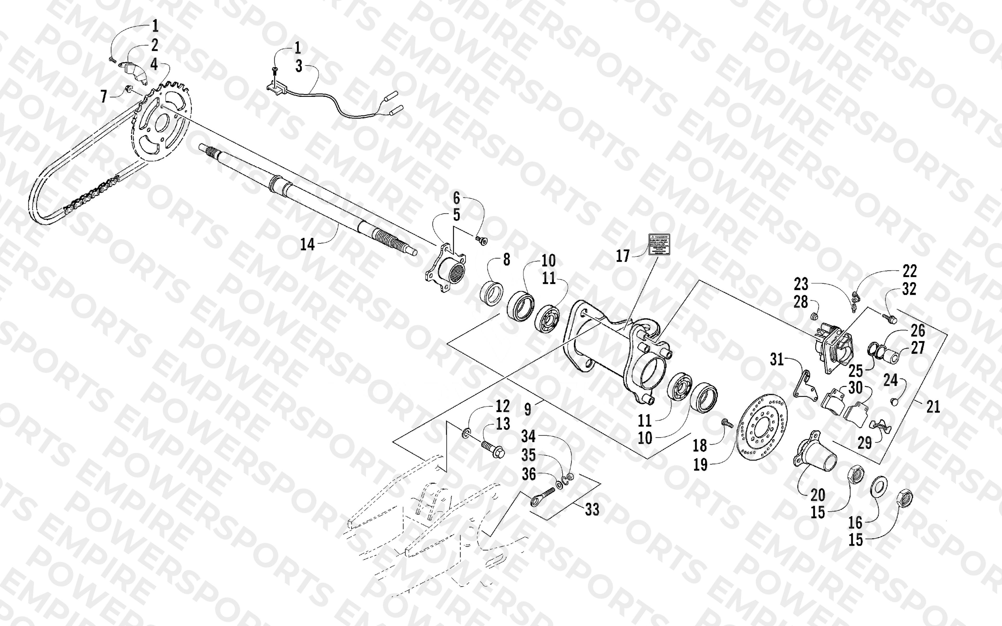 REAR AXLE AND BRAKE ASSEMBLY