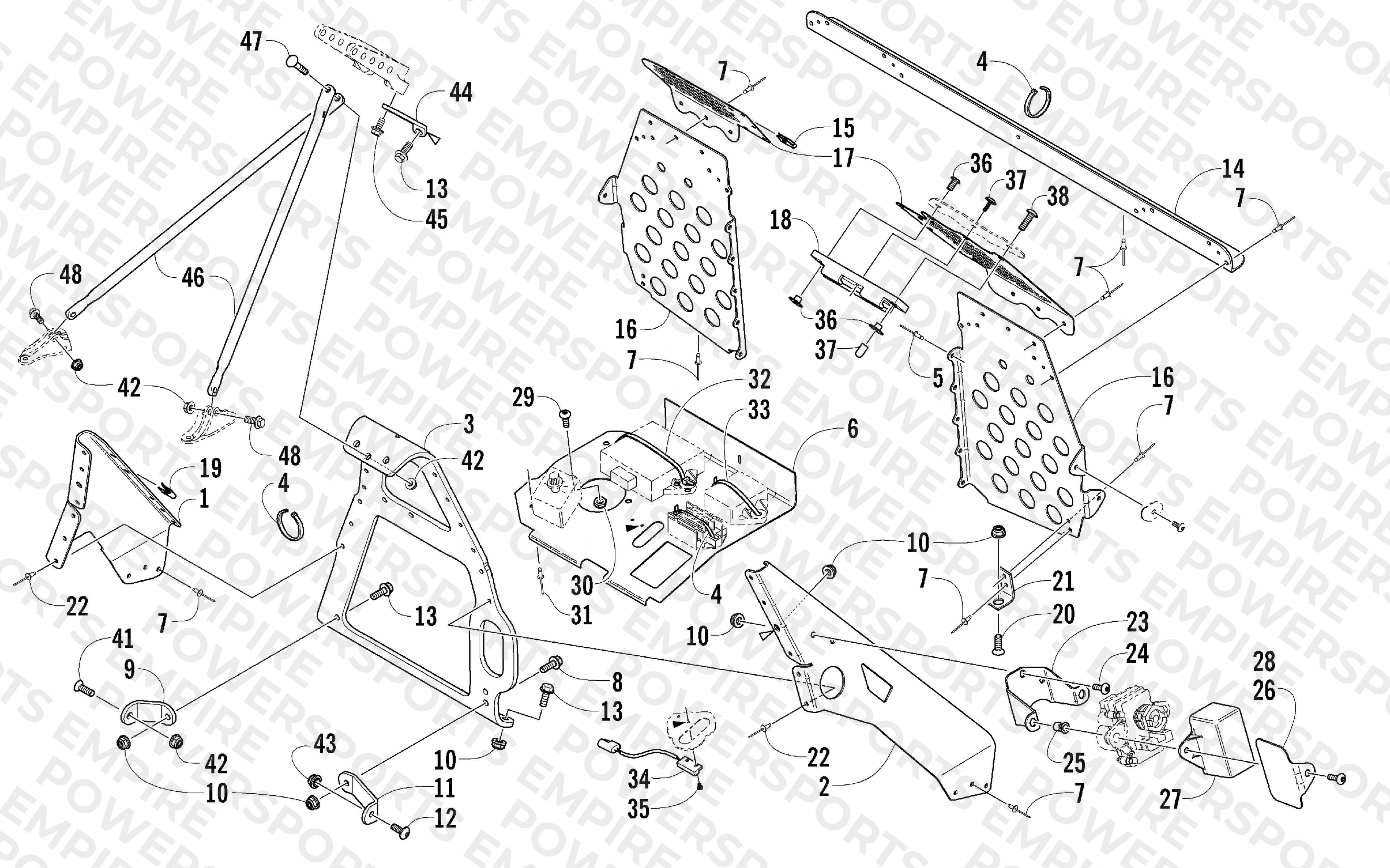 FOOTREST AND STEERING SUPPORT ASSEMBLY