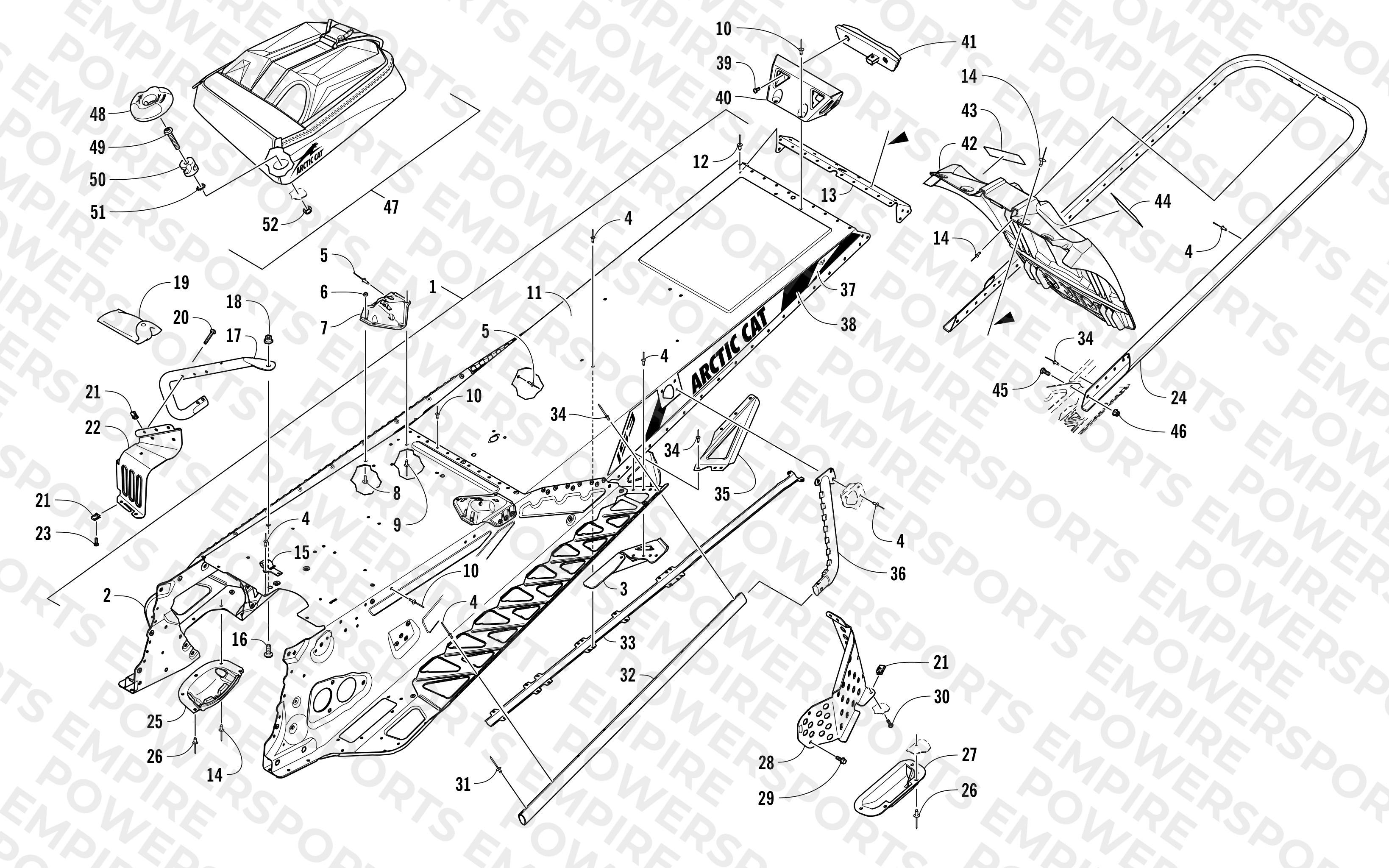 TUNNEL, REAR BUMPER, AND SNOWFLAP ASSEMBLY