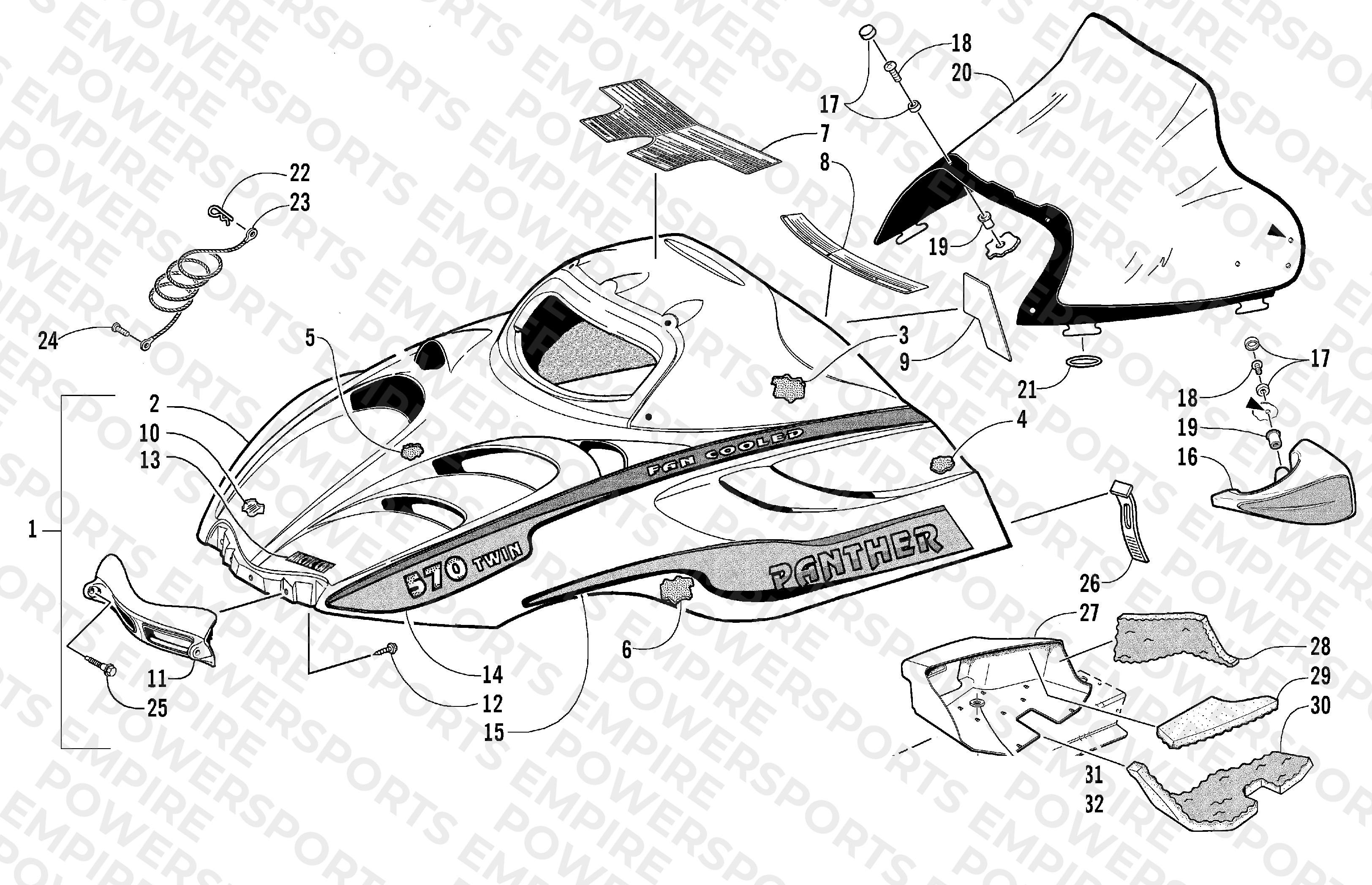 HOOD AND WINDSHIELD ASSEMBLY