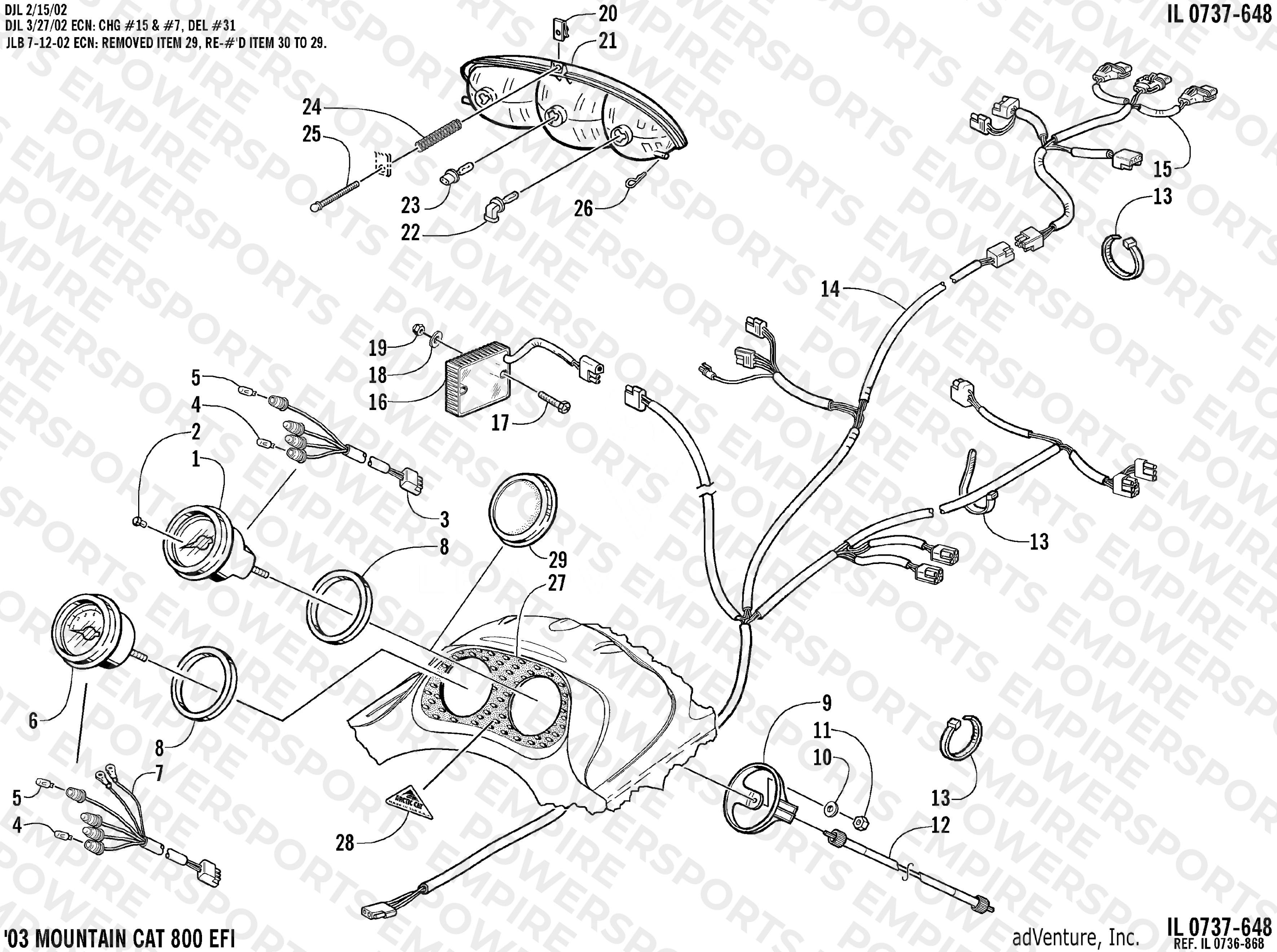 HEADLIGHT, INSTRUMENTS, AND WIRING ASSEMBLIES