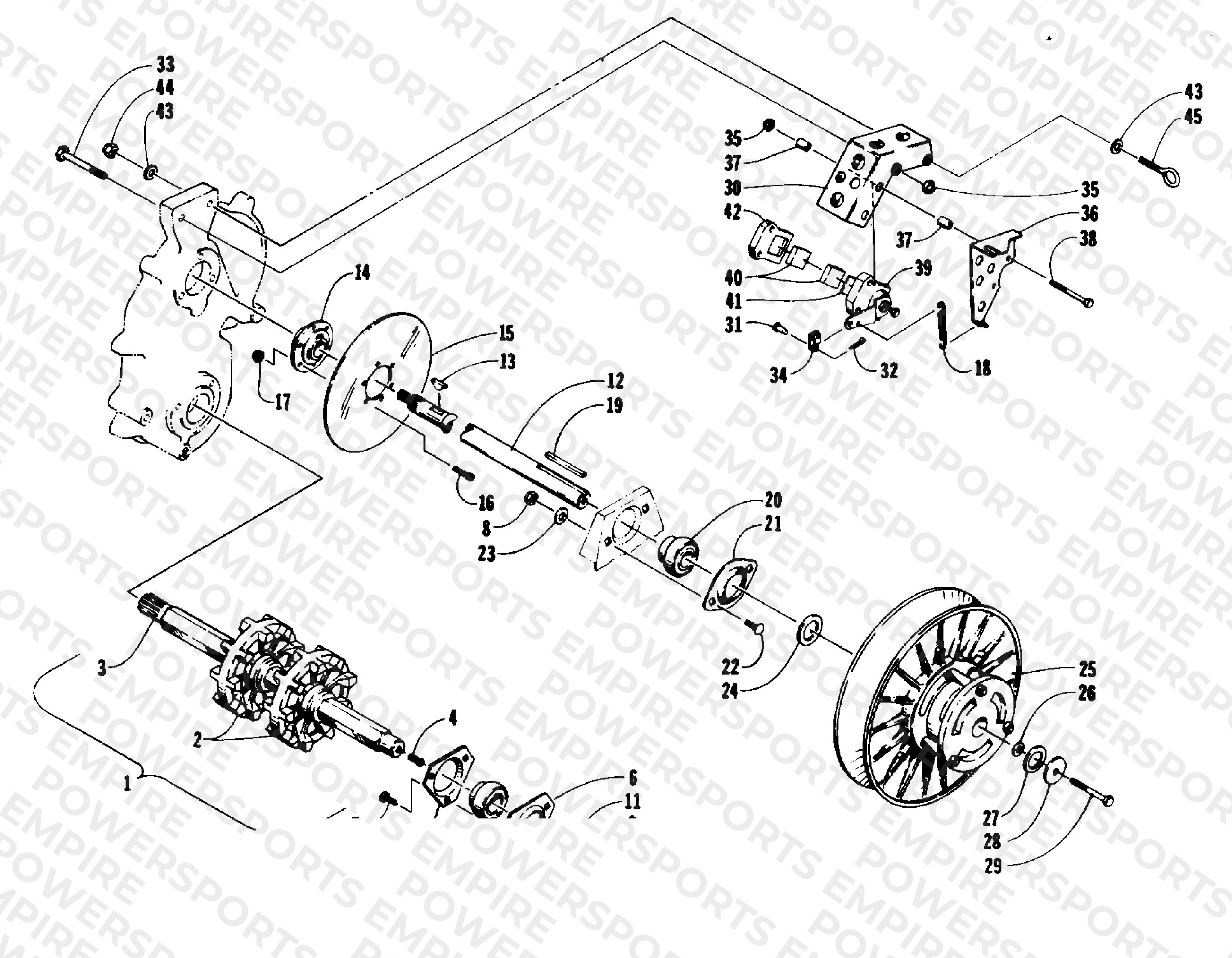 DRIVE TRAIN SHAFTS AND BRAKE ASSEMBLIES