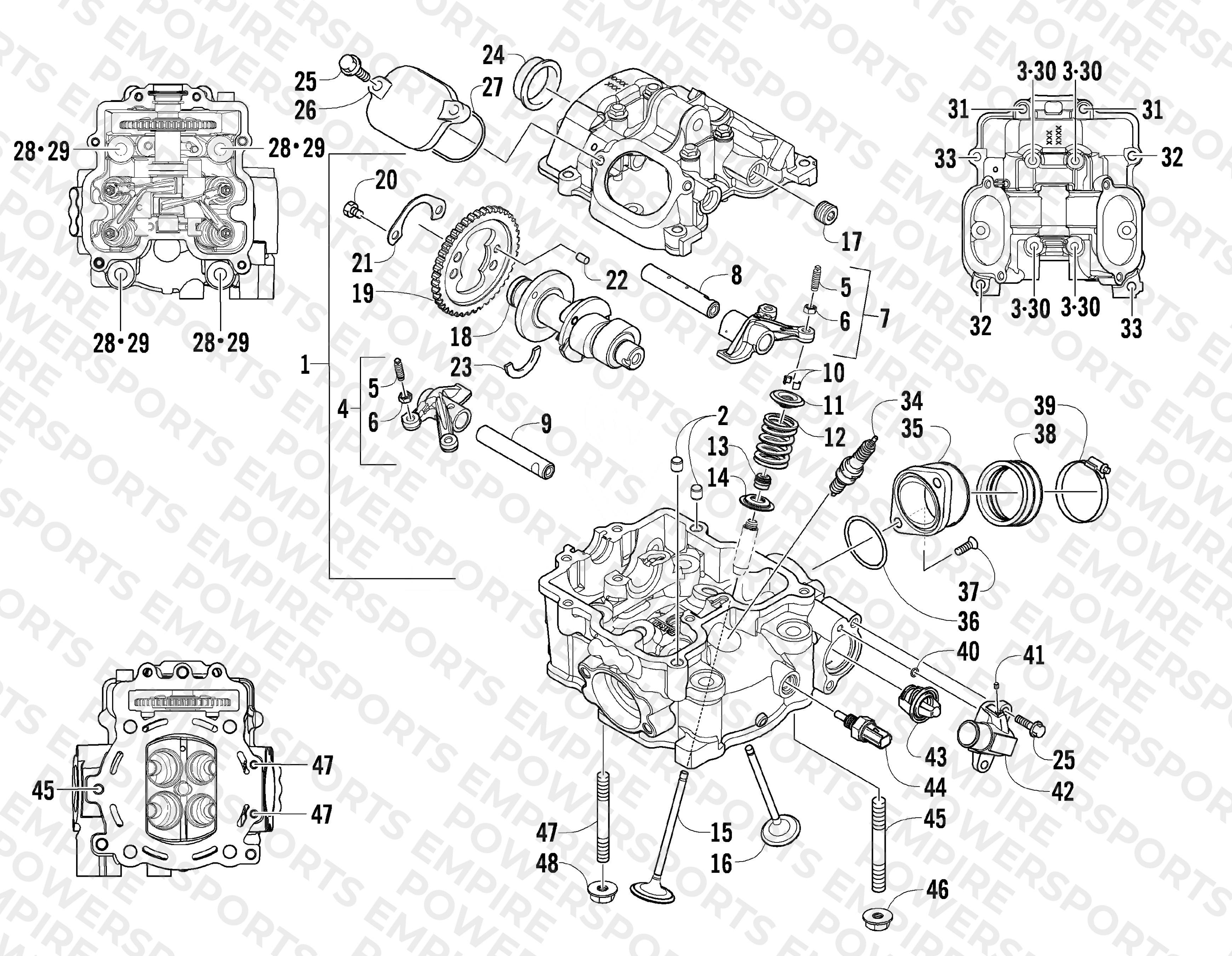 CYLINDER HEAD AND CAMSHAFT/VALVE ASSEMBLY