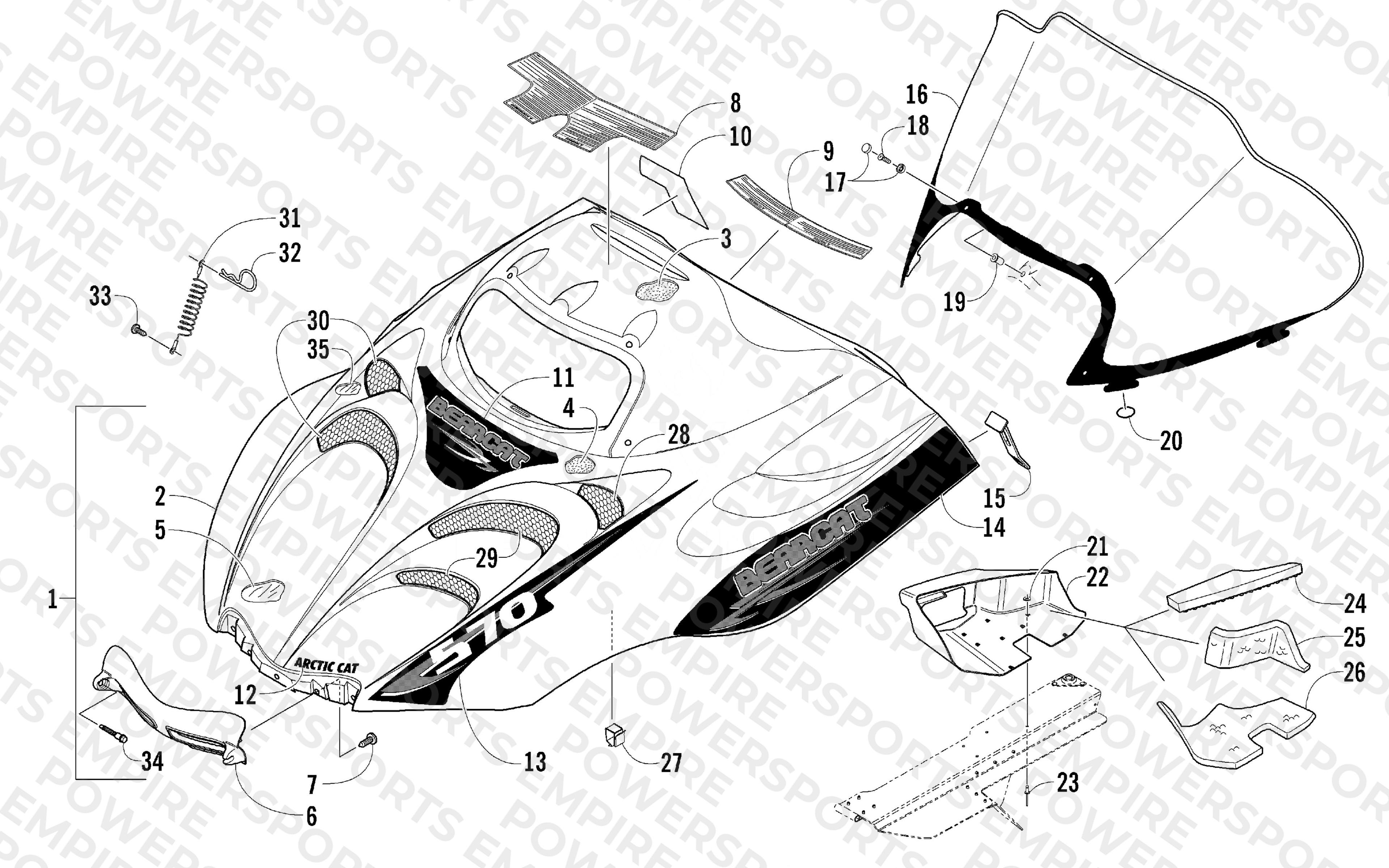 HOOD AND WINDSHIELD ASSEMBLY