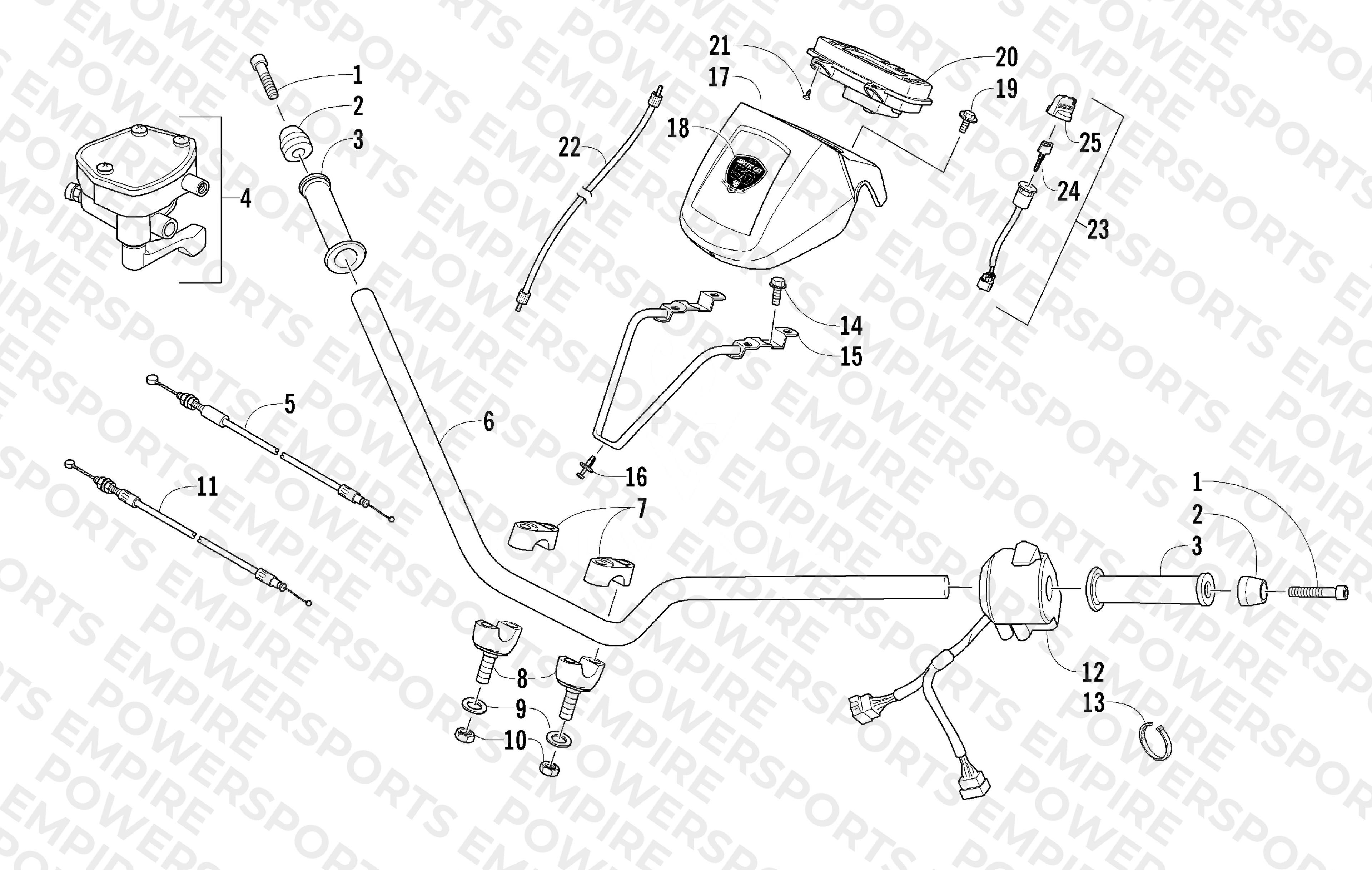 HANDLEBAR, INSTRUMENT POD, AND CONTROL ASSEMBLIES