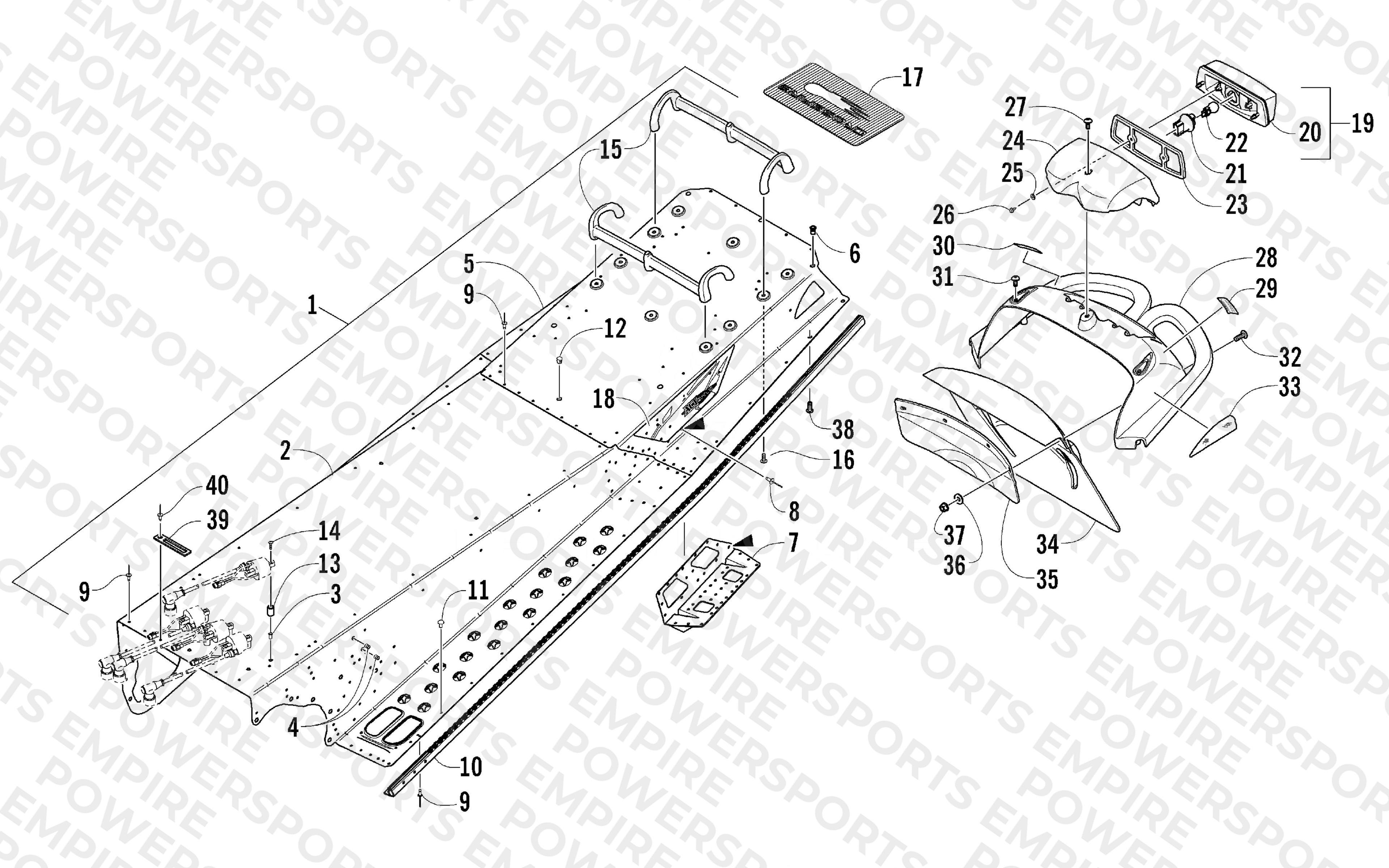 TUNNEL, REAR BUMPER, AND TAILLIGHT ASSEMBLY