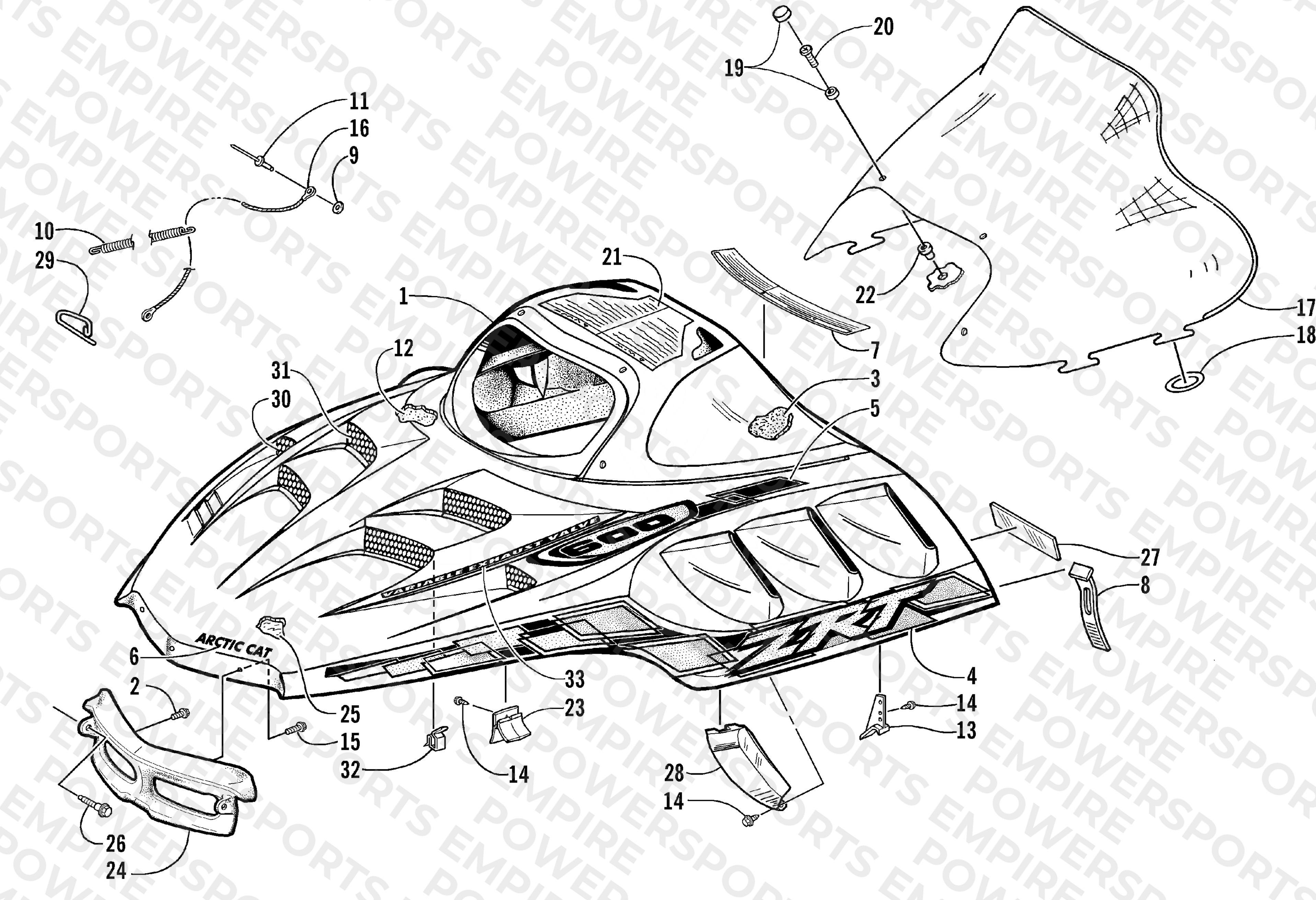 HOOD AND WINDSHIELD ASSEMBLY