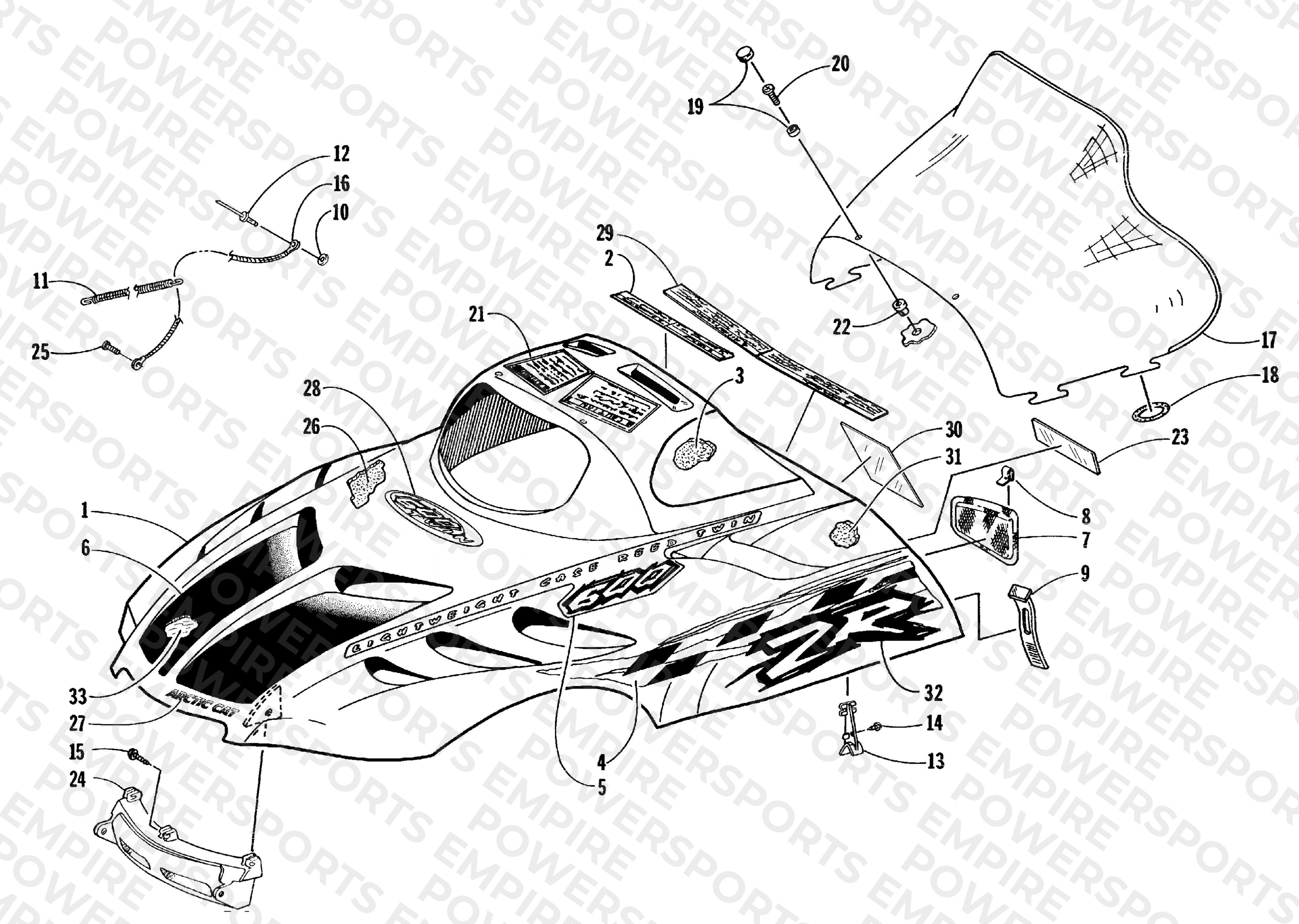 HOOD AND WINDSHIELD ASSEMBLY
