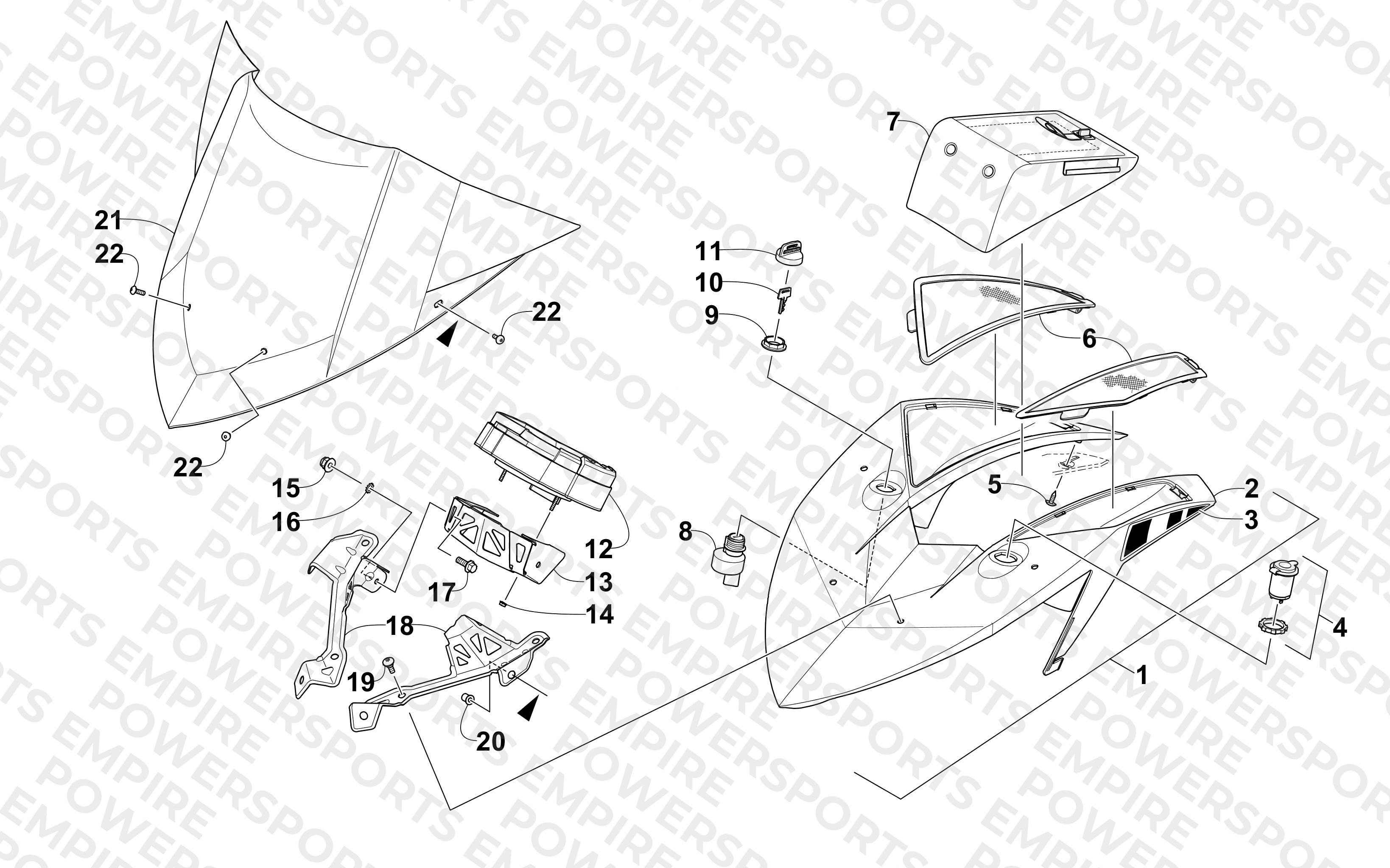 WINDSHIELD AND INSTRUMENTS ASSEMBLIES