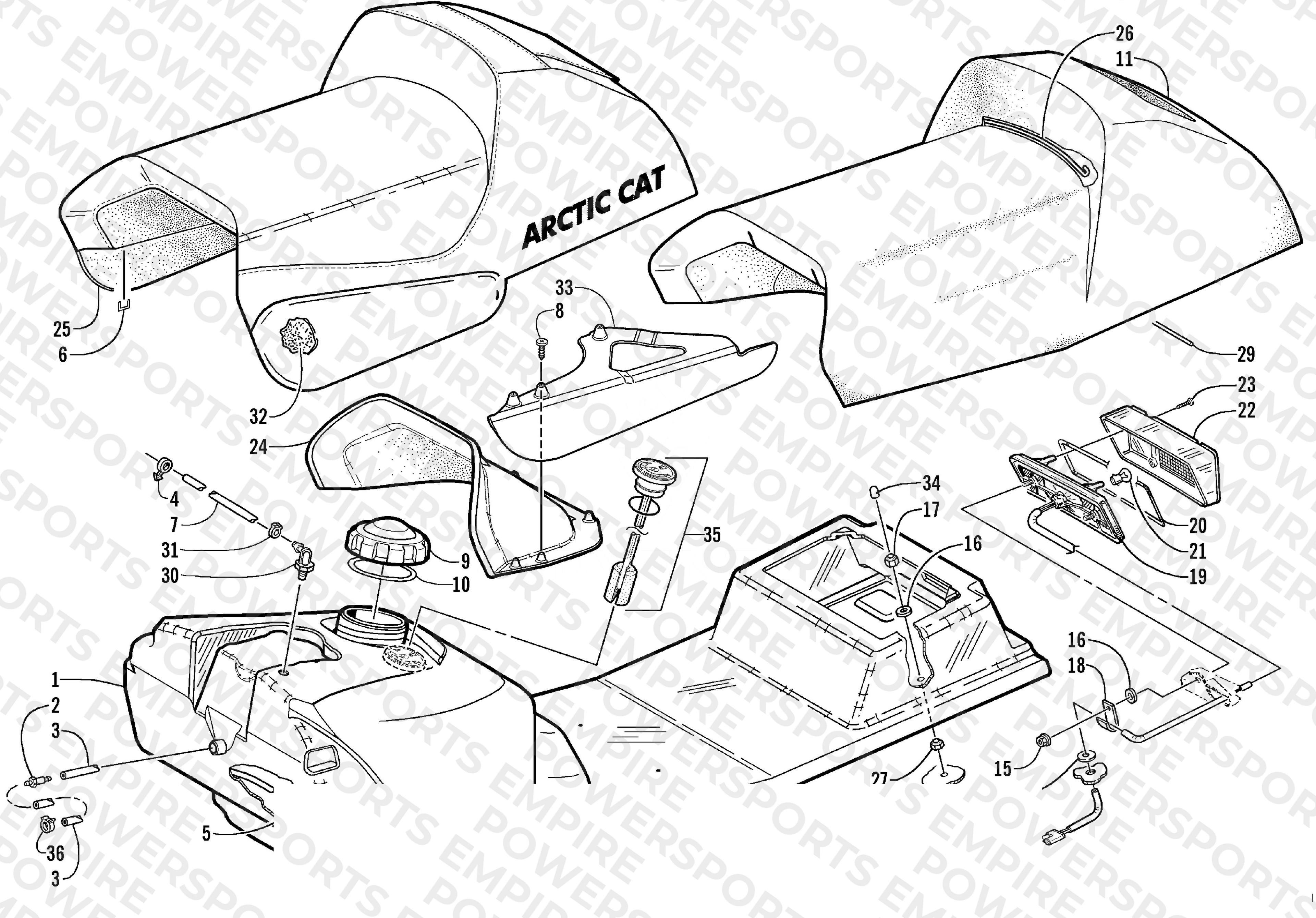 GAS TANK, SEAT, AND TAILLIGHT ASSEMBLY