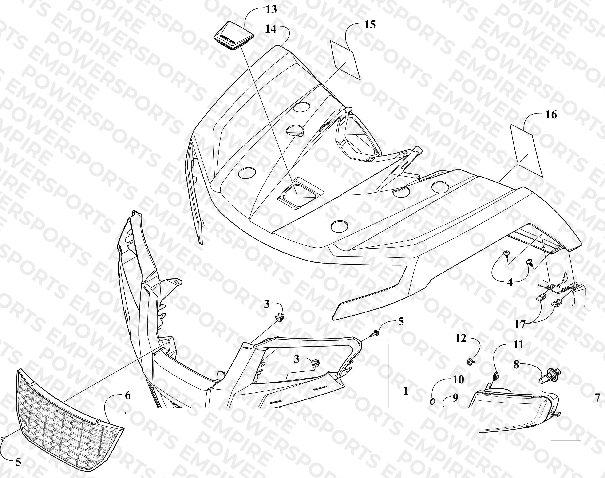 FRONT BODY PANEL AND HEADLIGHT ASSEMBLIES